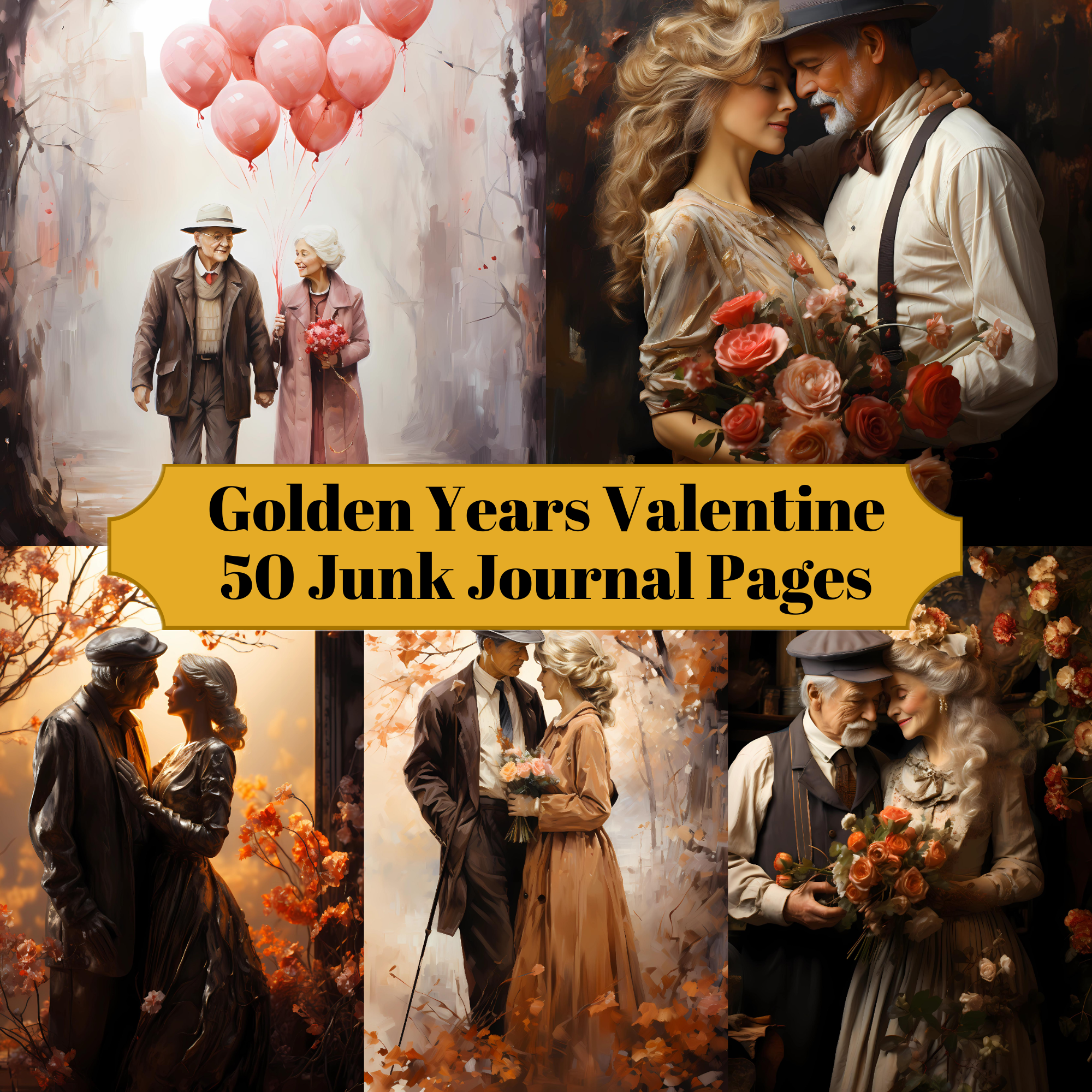 Golden Years Valentine's Day Junk Journal Pages