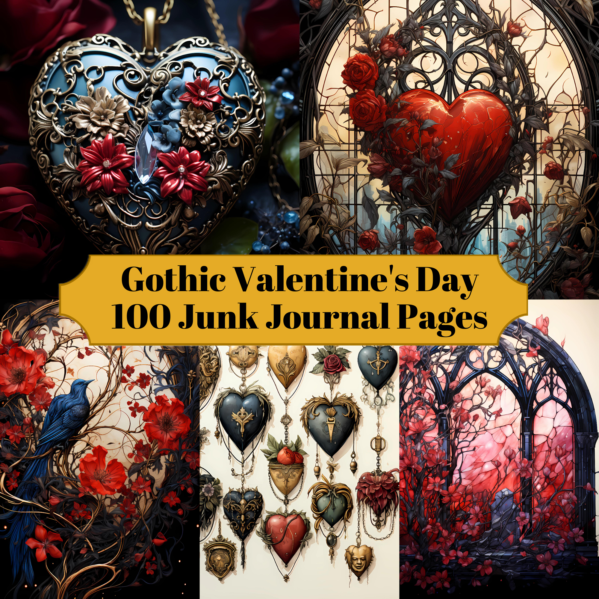 Gothic Valentine's Day Junk Journal Pages