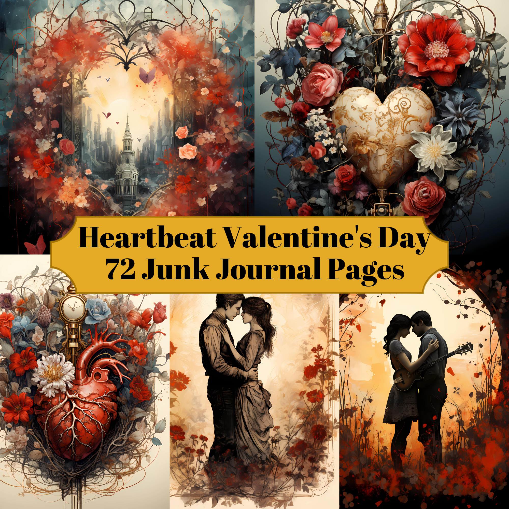 Heartbeat Valentine's Day Junk Journal Pages