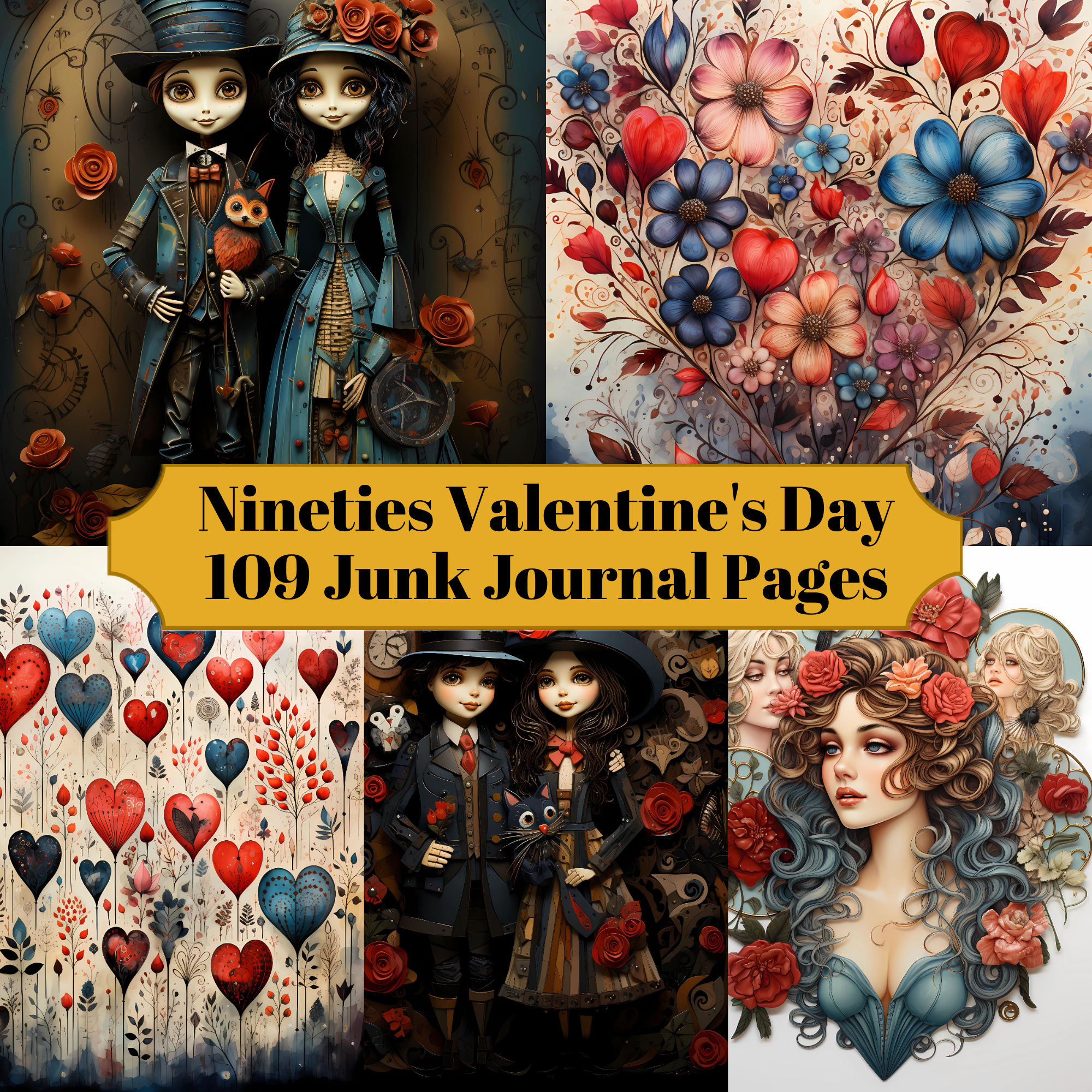 Nineties Valentine's Day Junk Journal Pages