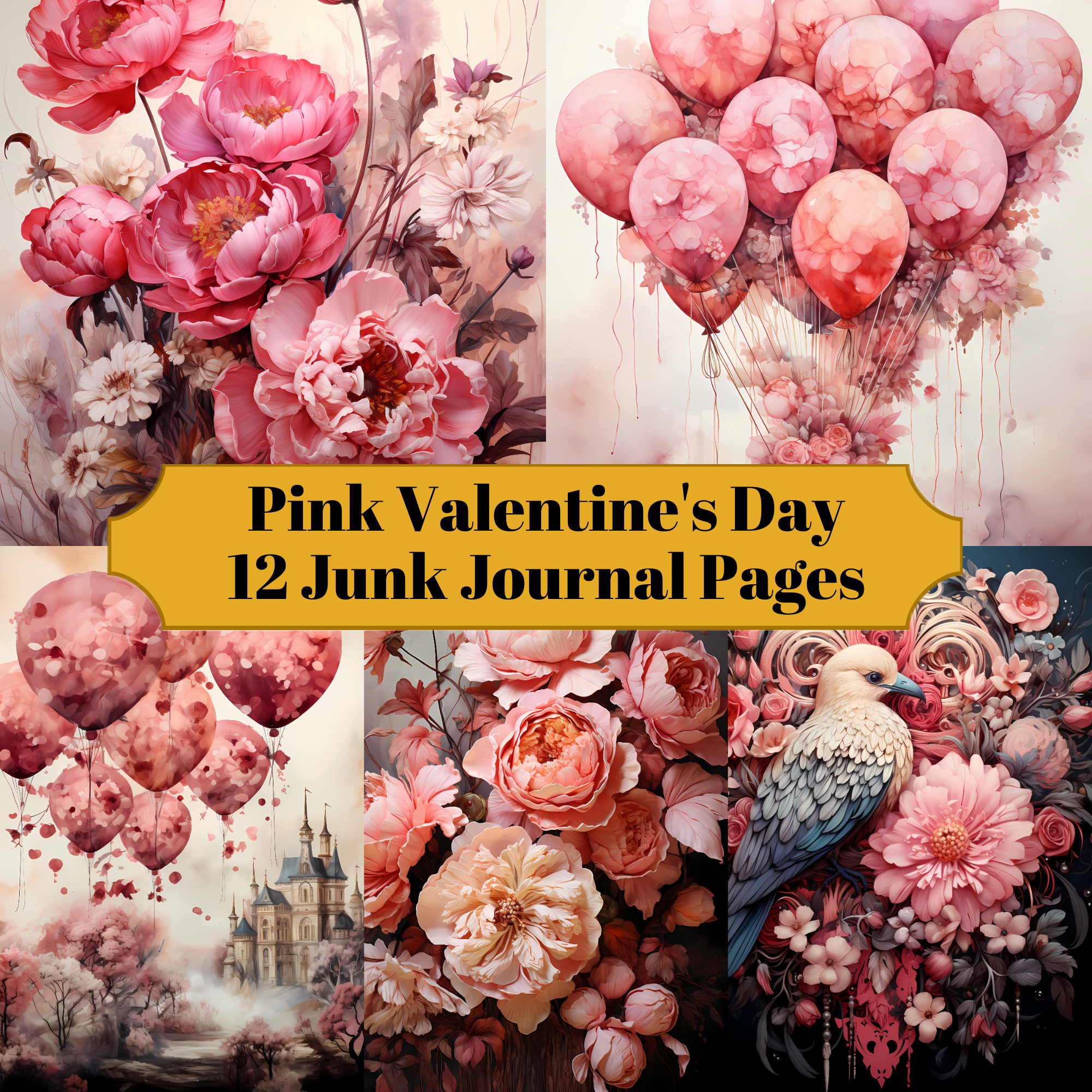 Pink Valentine's Day Junk Journal Pages