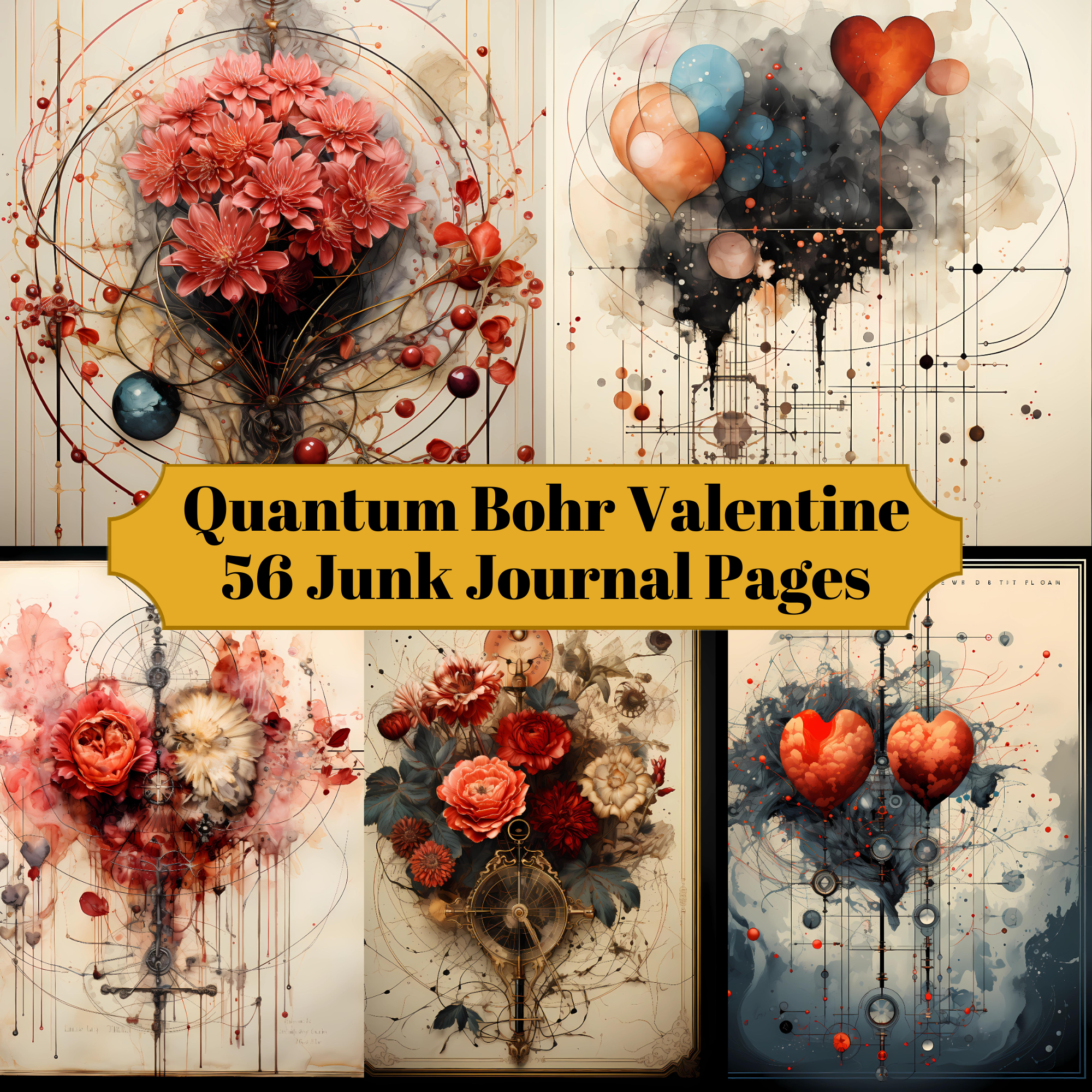 Quantum Bohr Valentine's Day Junk Journal Pages