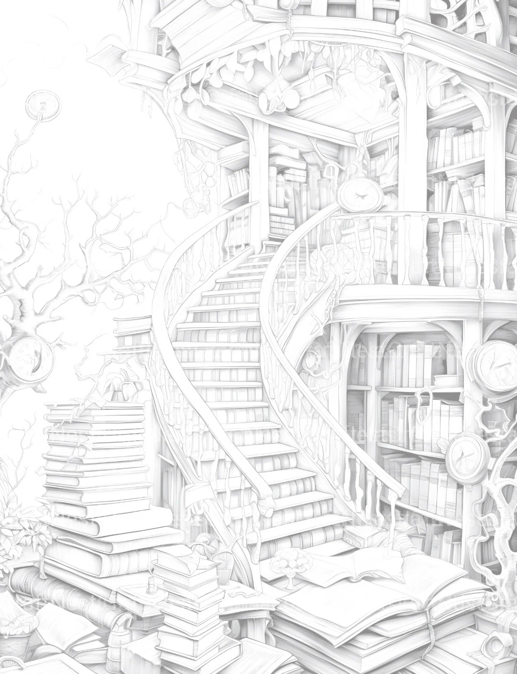 Enchanted Library Coloring Book - CraftNest - Digital Crafting and Art