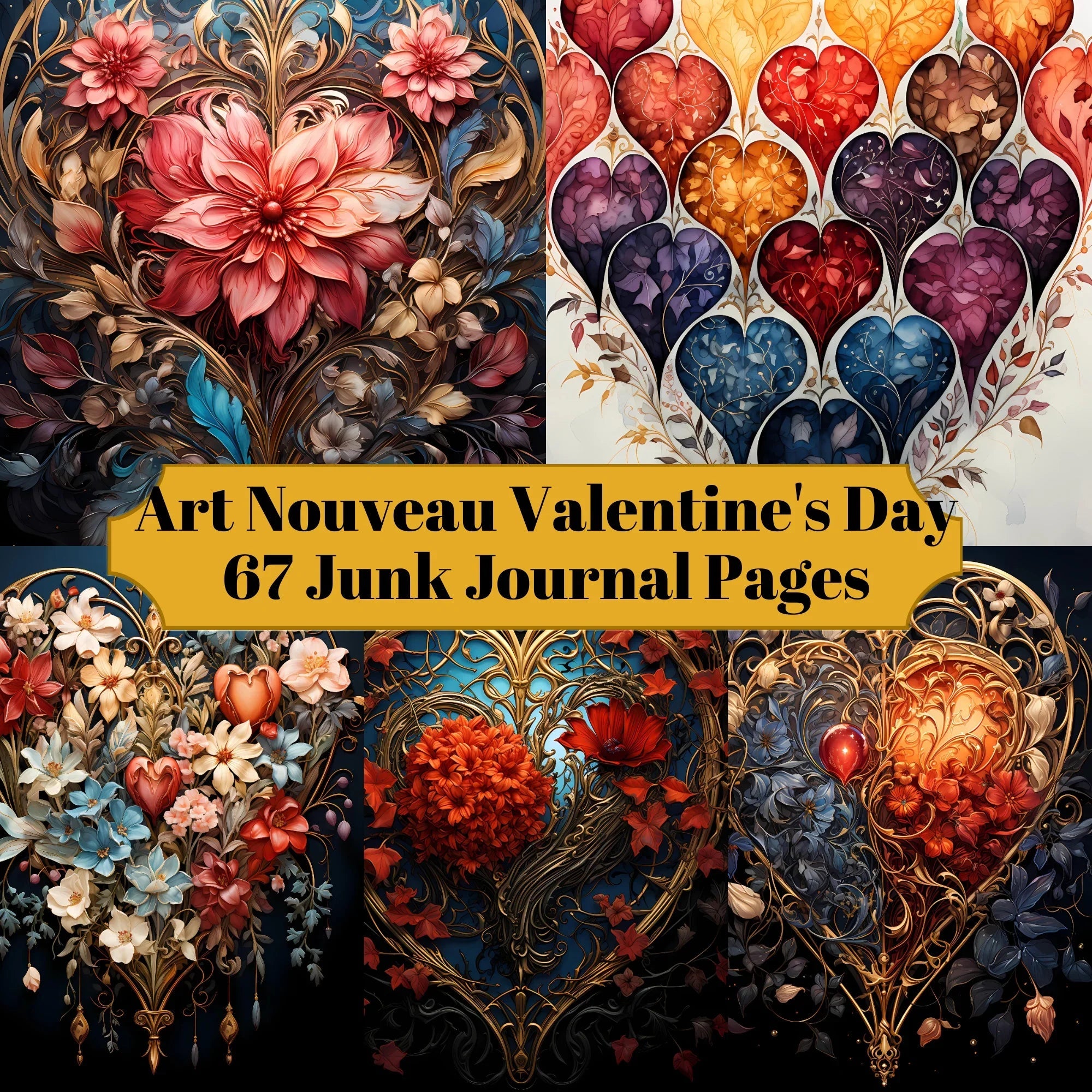Art Nouveau Valentine's Day Junk Journal Pages - CraftNest