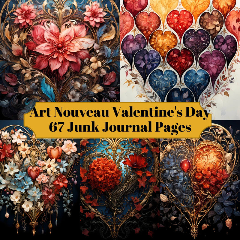 Art Nouveau Valentine's Day Junk Journal Pages - CraftNest