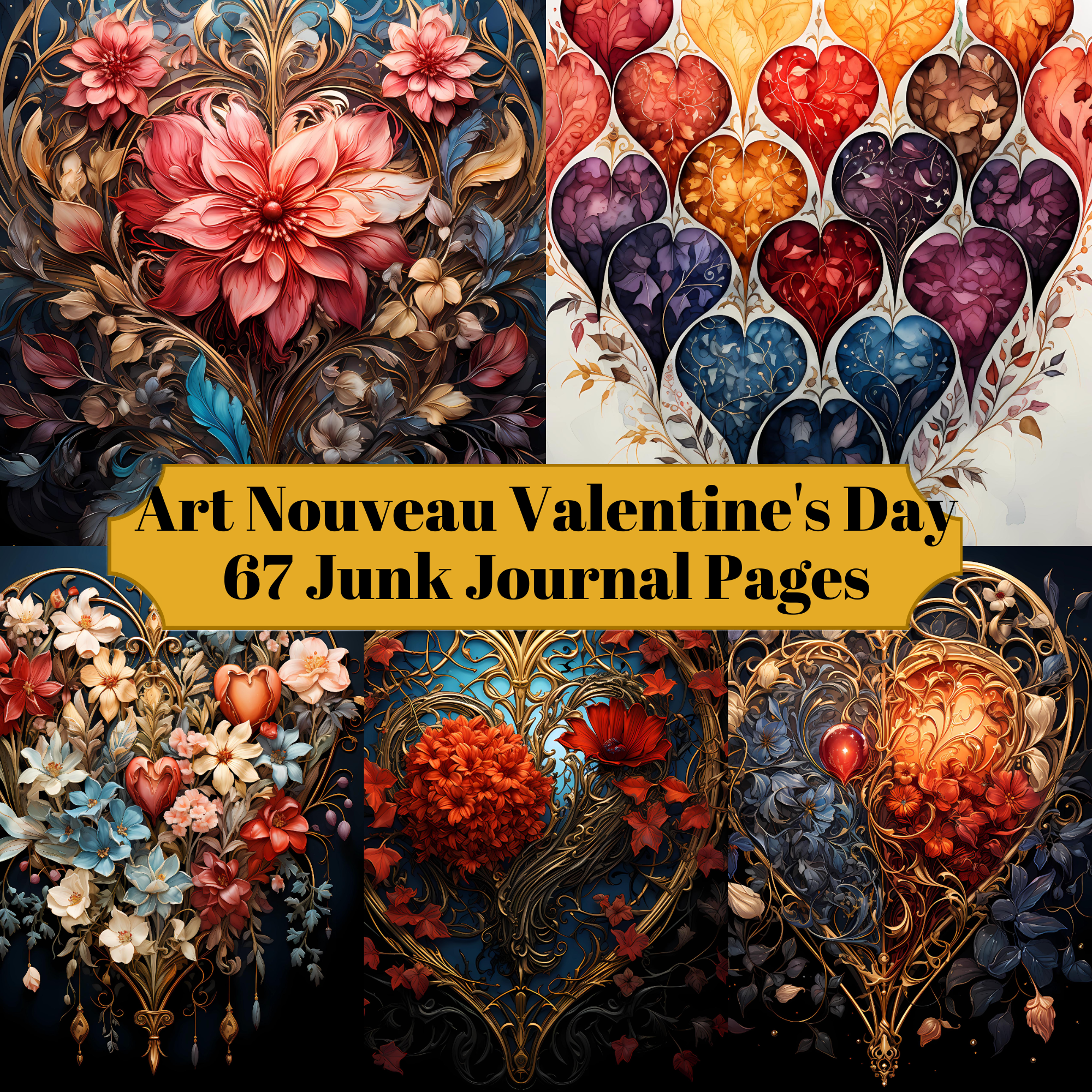 Art Nouveau Valentine's Day Junk Journal Pages