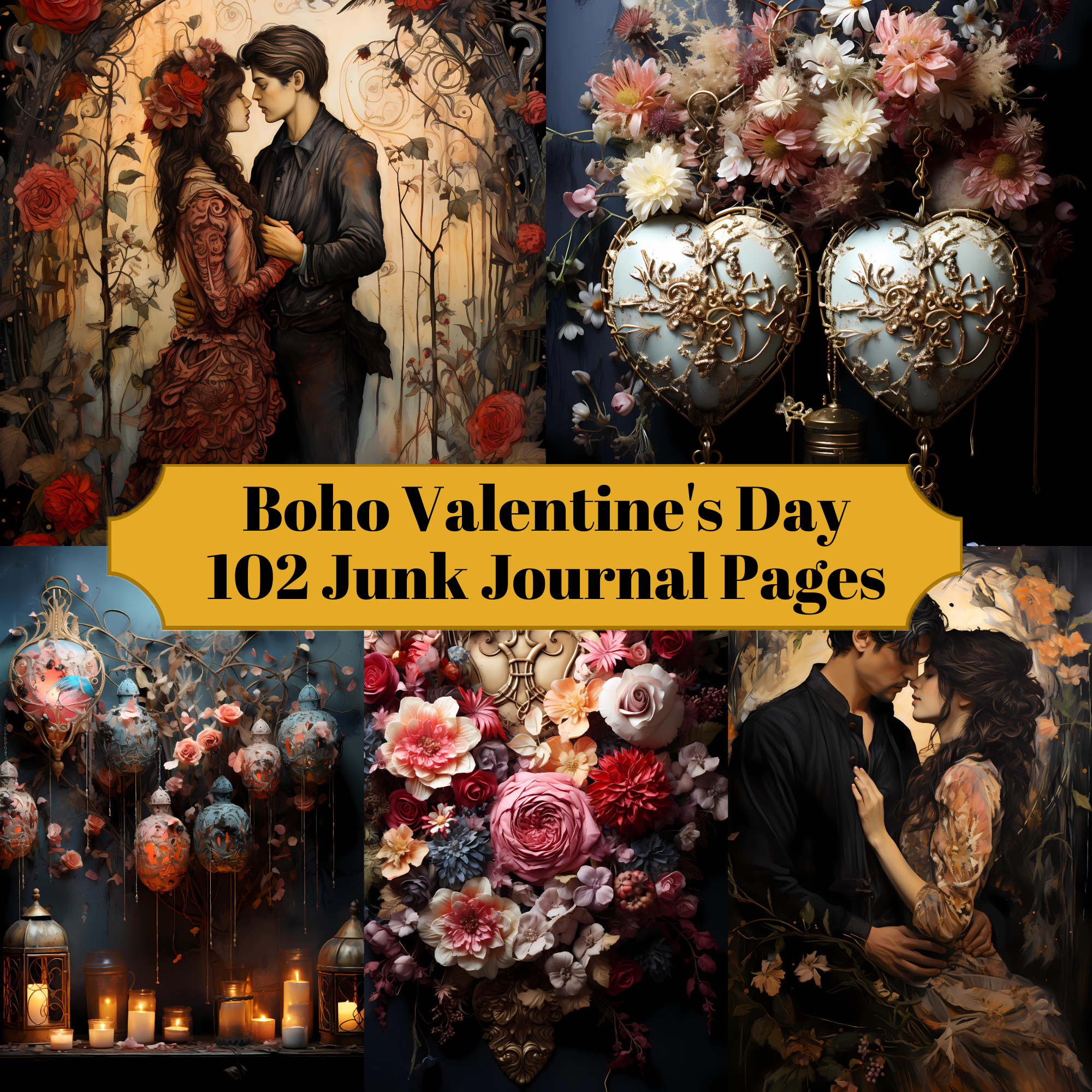 Boho Valentine's Day Junk Journal Pages