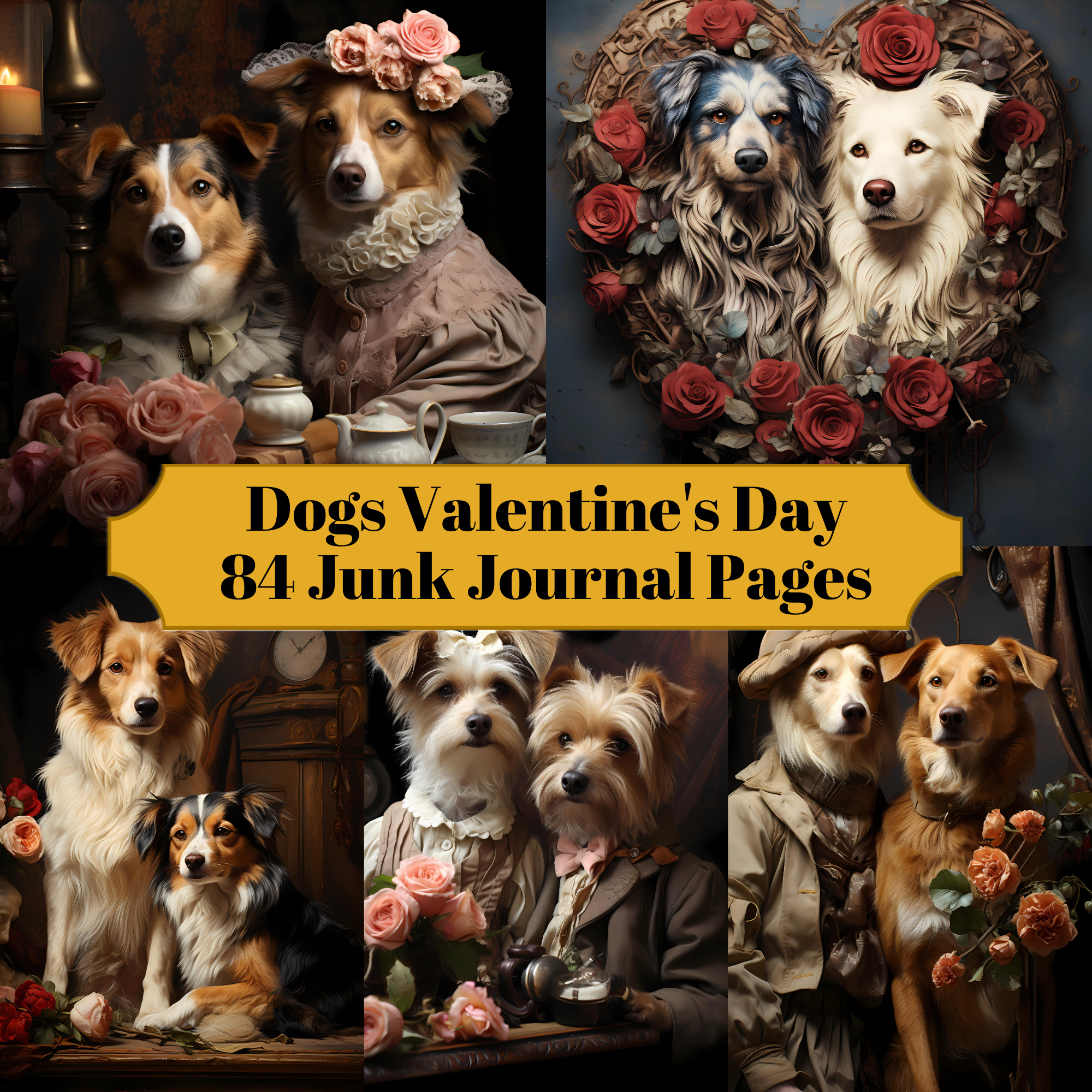 Dogs Valentine's Day Junk Journal Pages