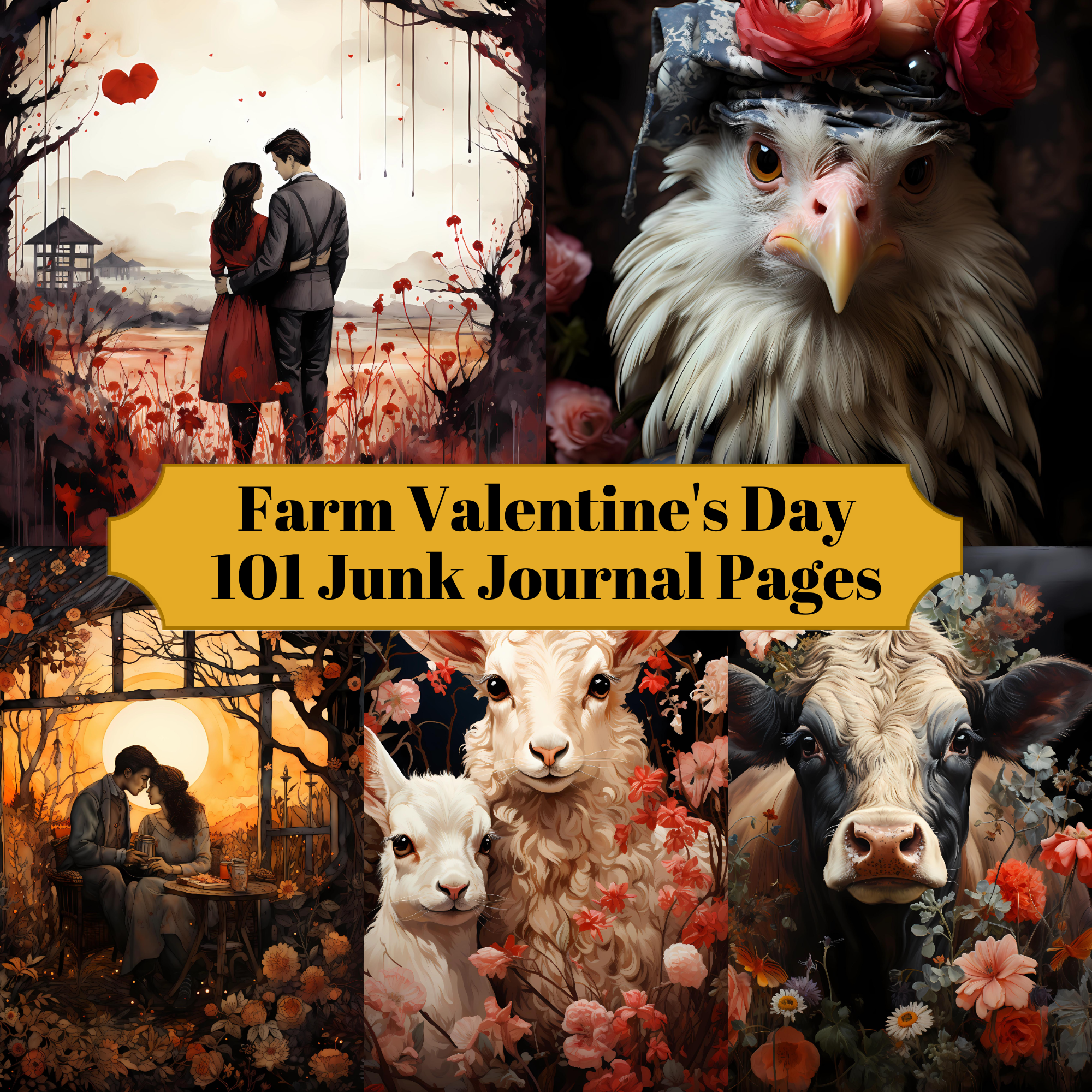 Farm Valentine's Day Junk Journal Pages