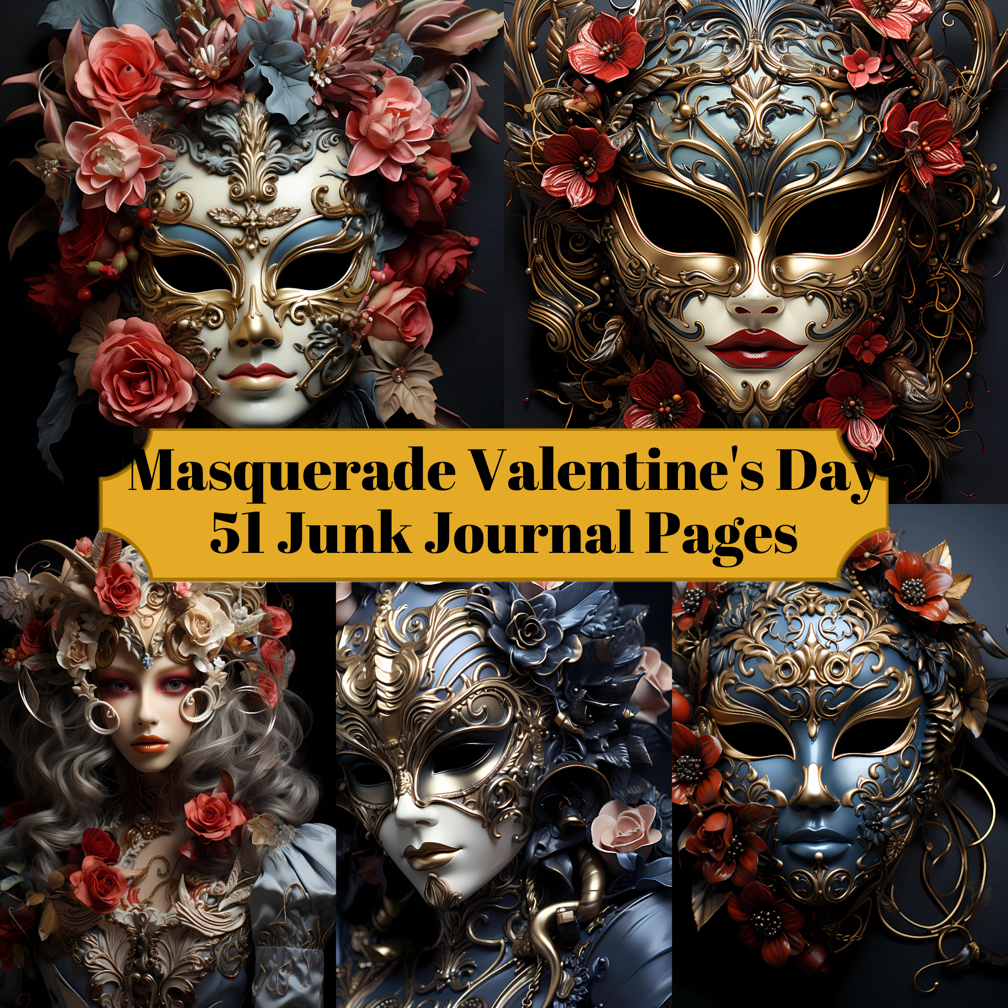 Masquerade Valentine's Day Junk Journal Pages