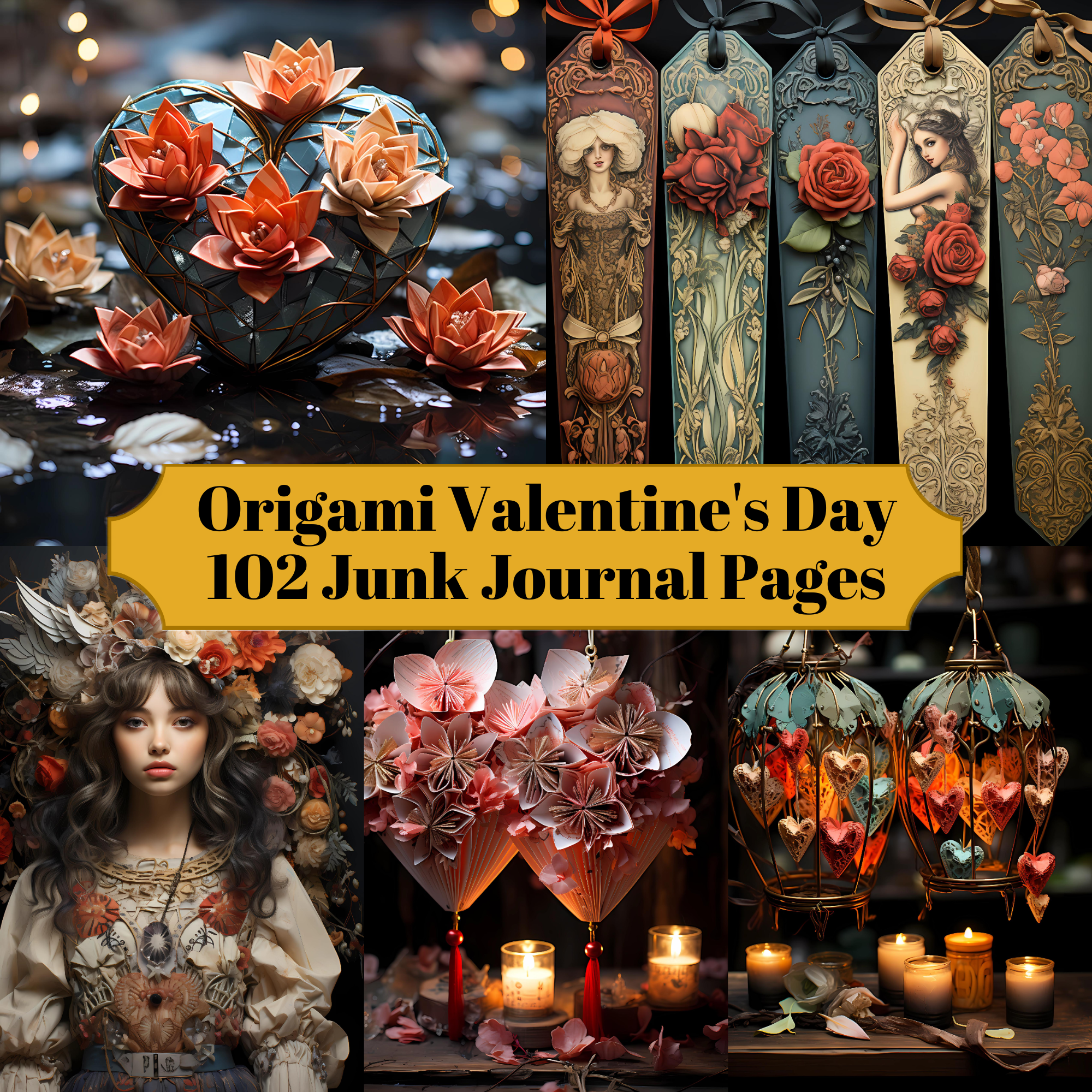 Origami Valentine's Day Junk Journal Pages