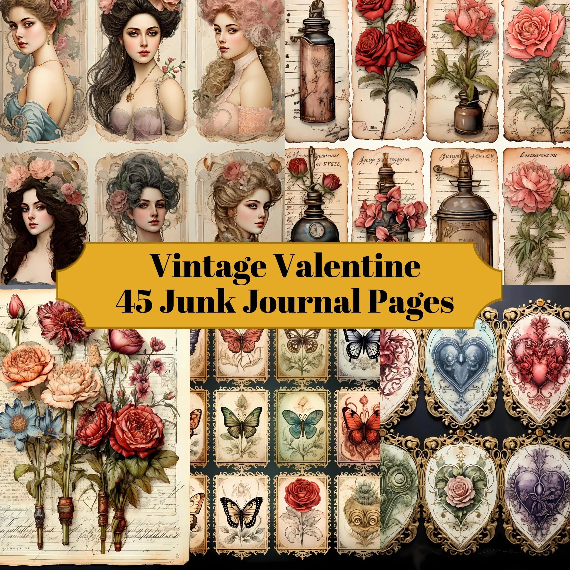 Vintage Valentine's Day Junk Journal Pages - CraftNest