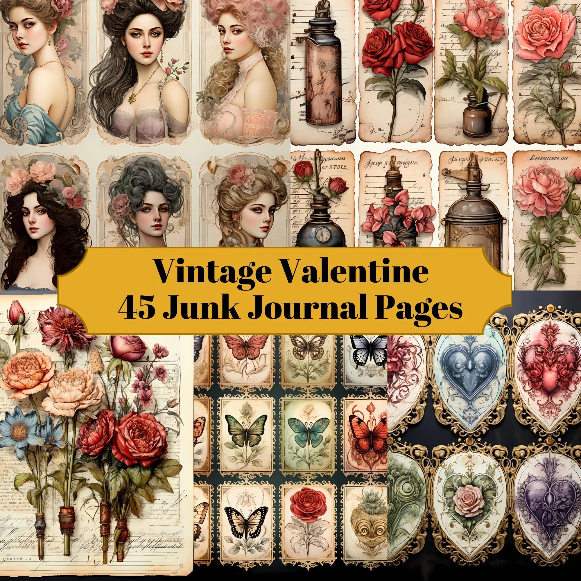Vintage Valentine's Day Junk Journal Pages - CraftNest
