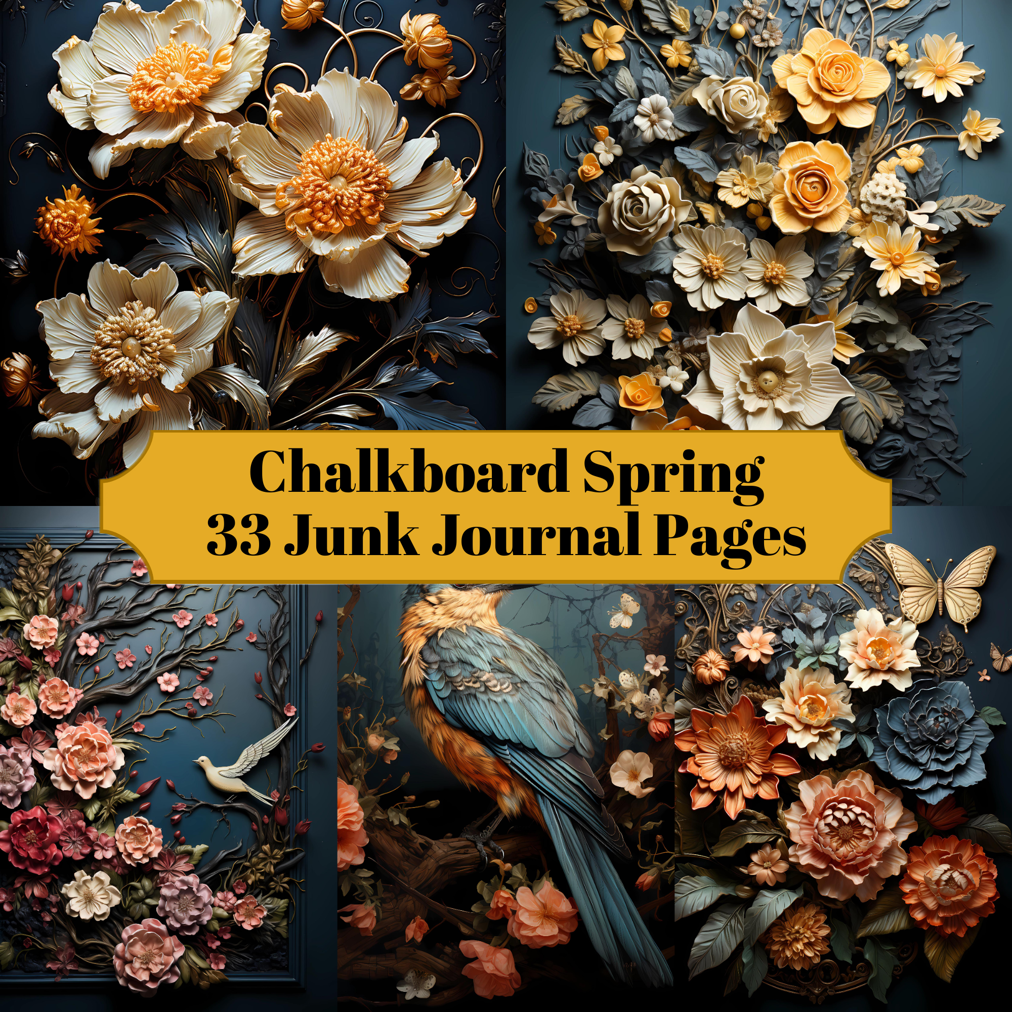 Chalkboard Spring Junk Journal Pages