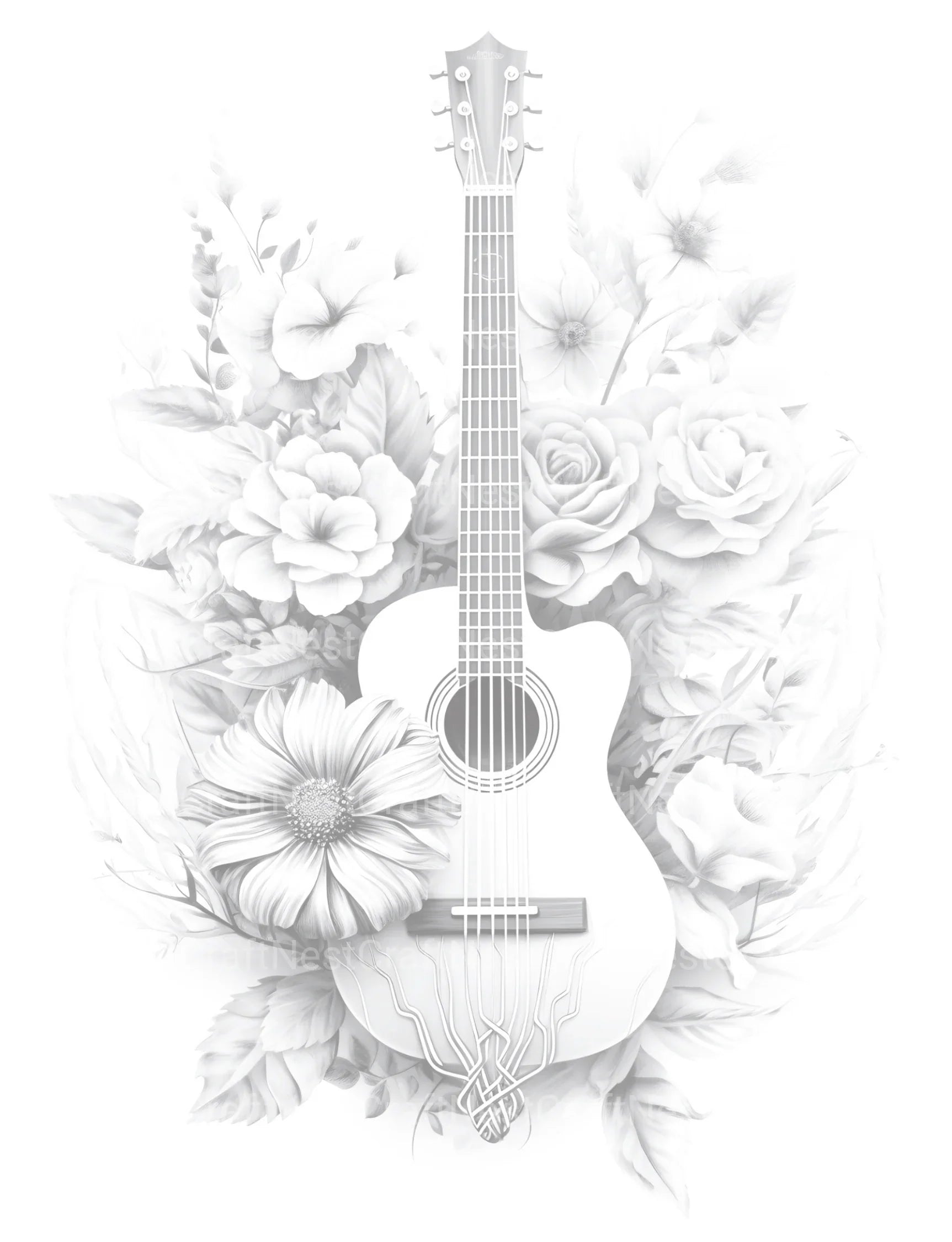 Flower Instrument Coloring Book - CraftNest - Digital Crafting and Art