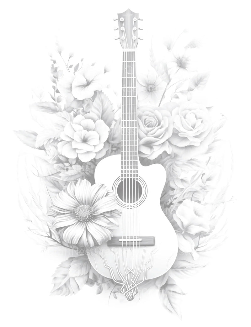 Flower Instrument Coloring Book - CraftNest - Digital Crafting and Art