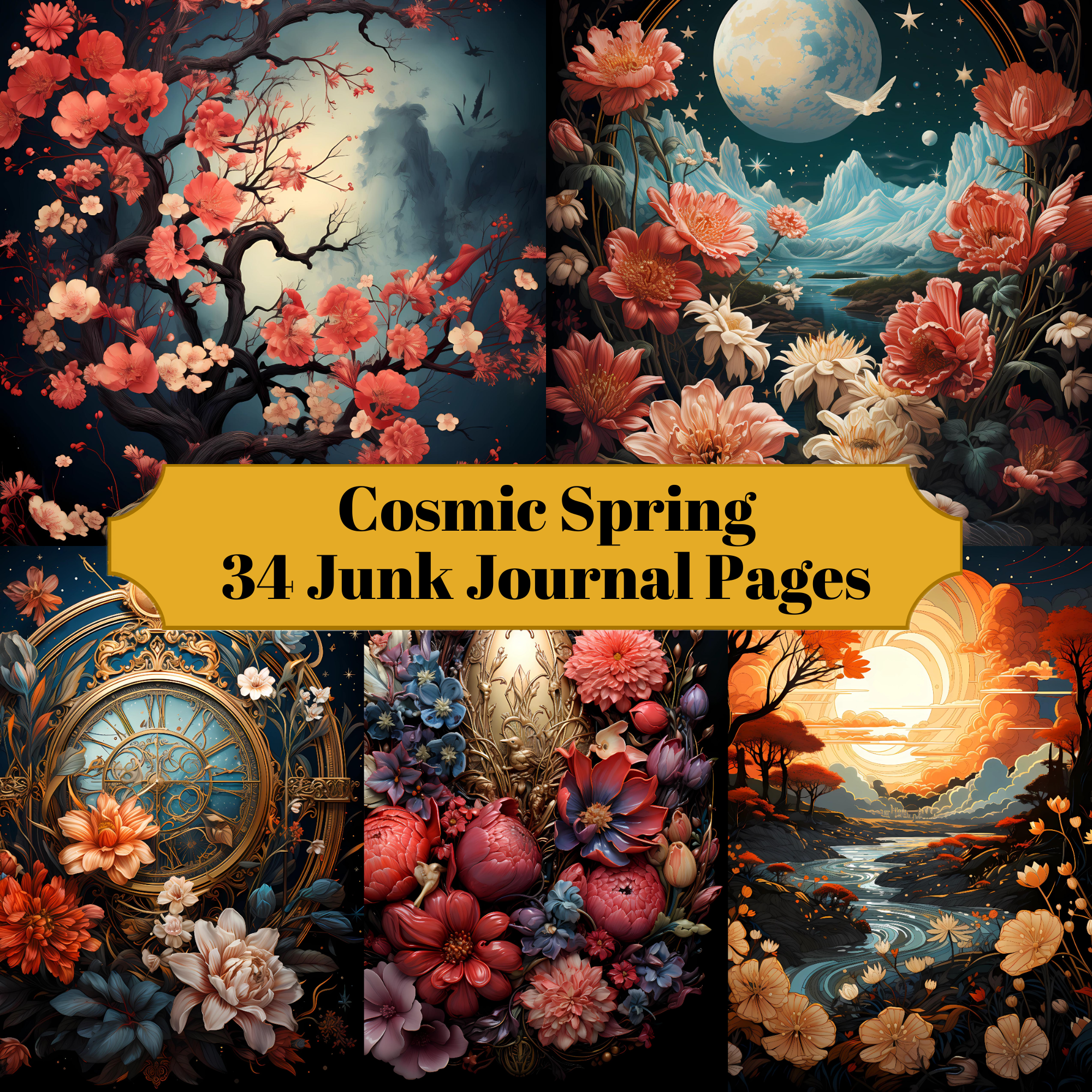 Cosmic Spring Junk Journal Pages