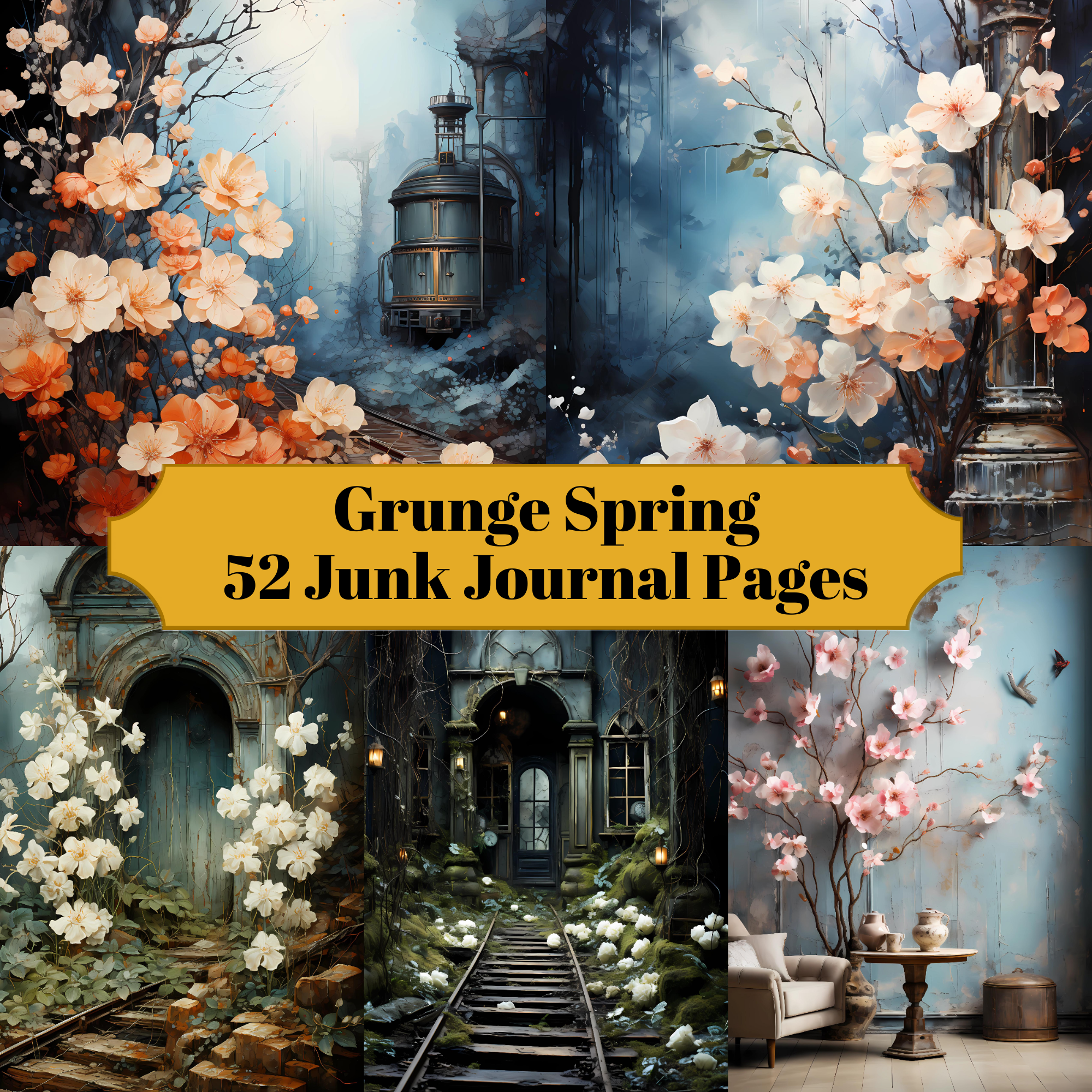Grunge Spring Junk Journal Pages