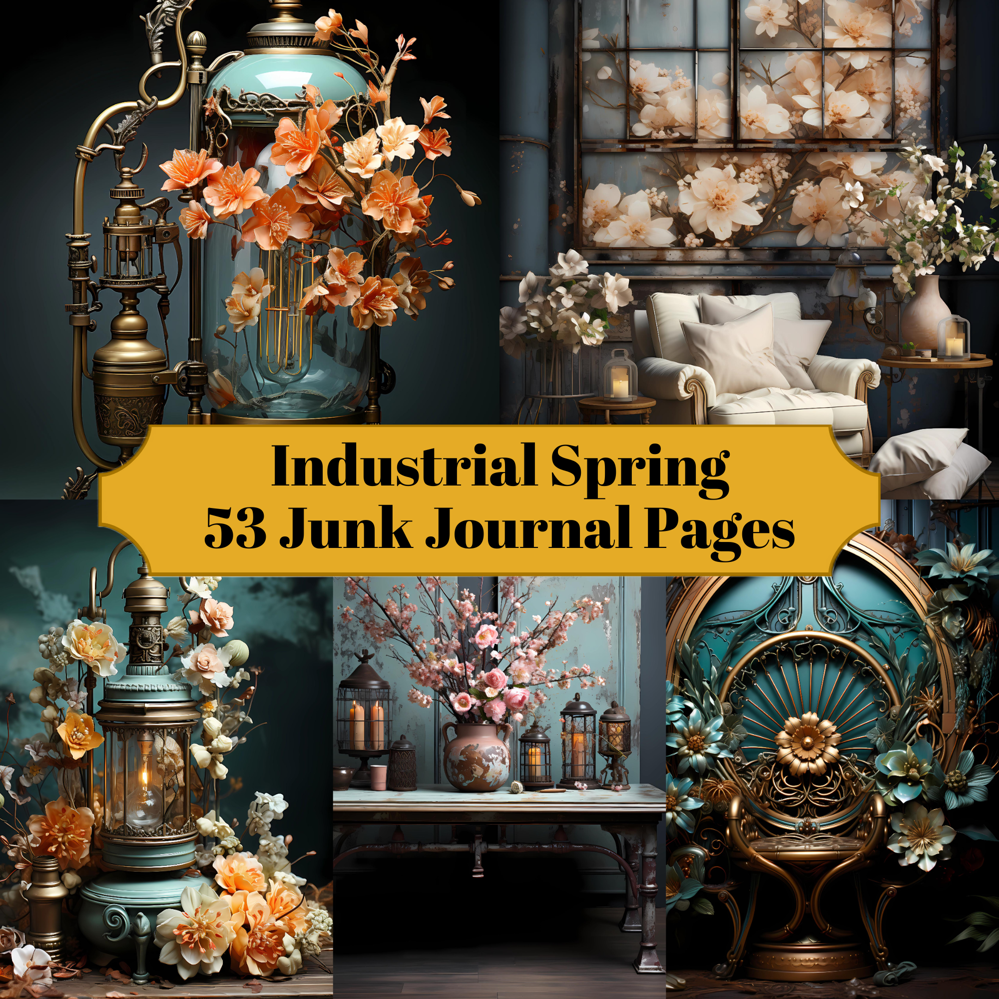 Industrial Spring Junk Journal Pages
