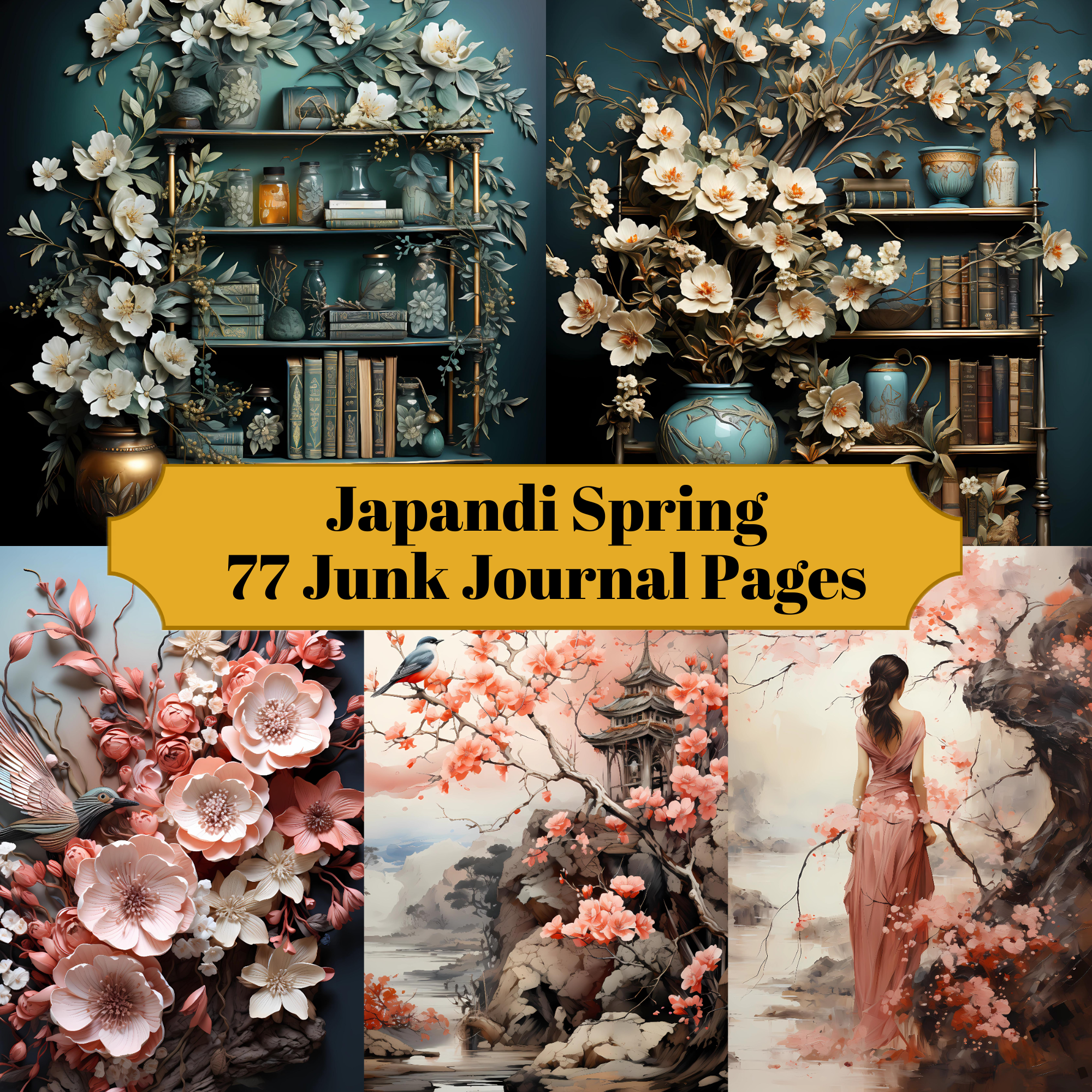 Japandi Spring Junk Journal Pages