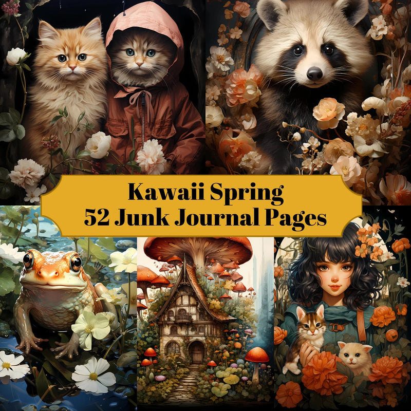 Kawaii Spring Junk Journal Pages - CraftNest