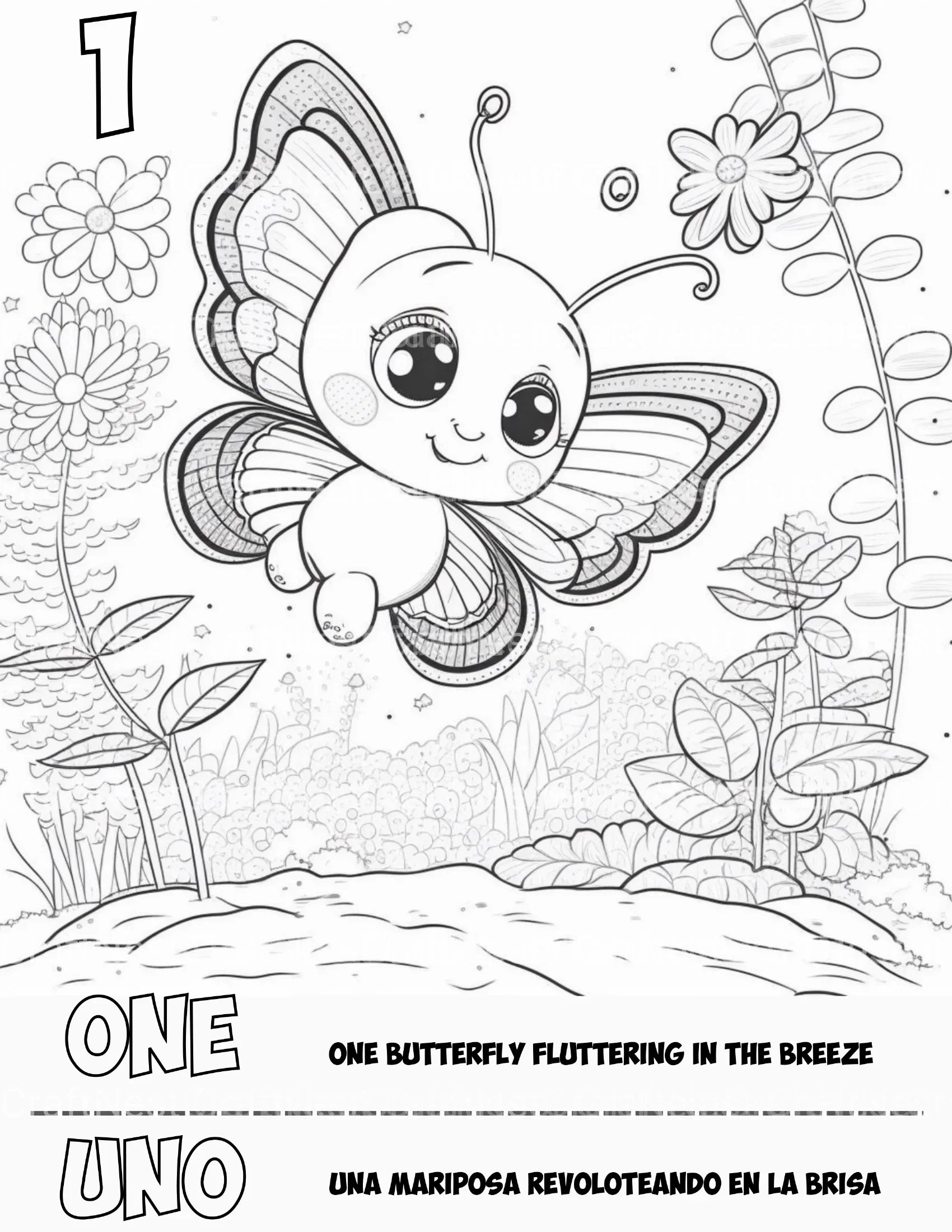 Bilingual Numbers Garden Coloring Book - CraftNest - Digital Crafting and Art