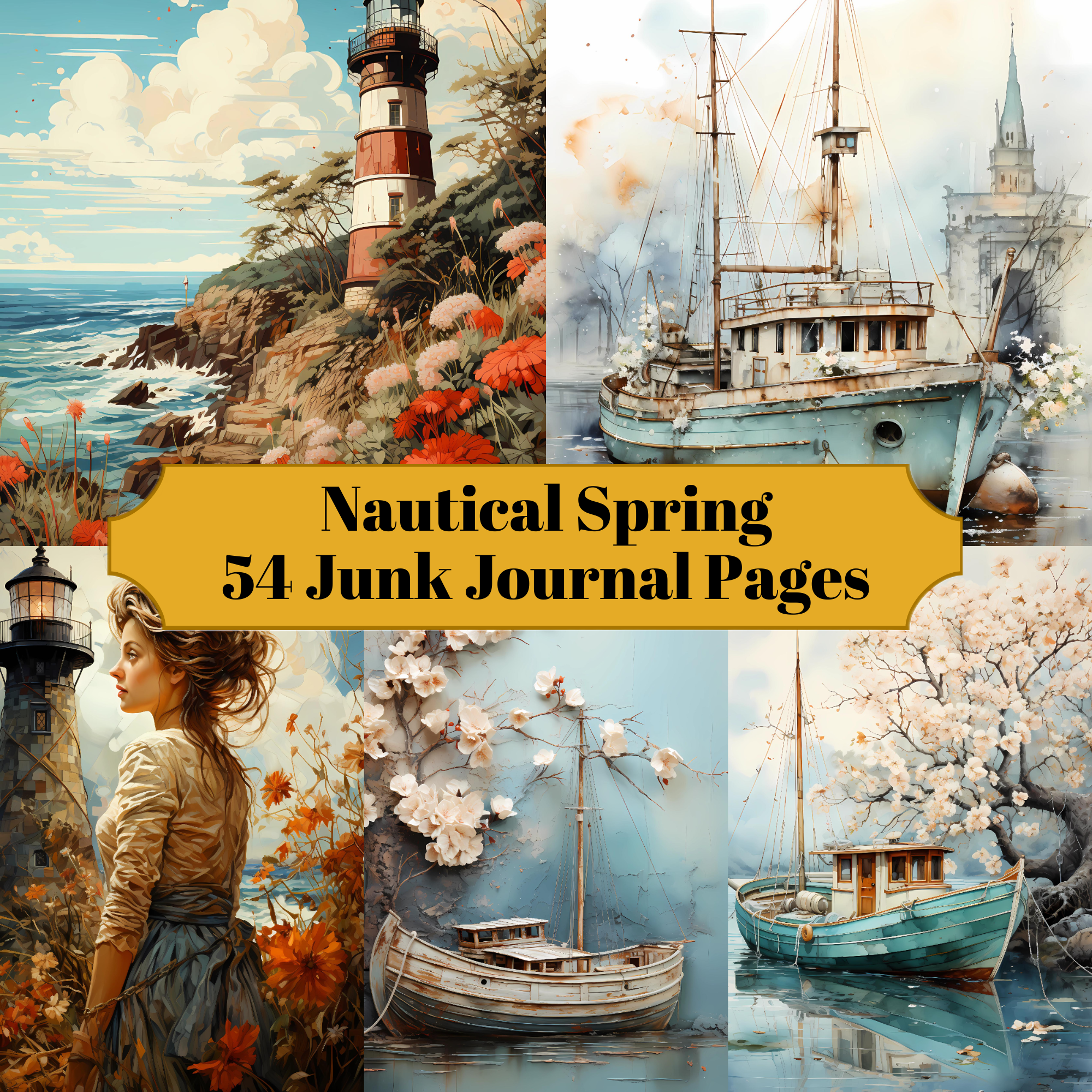 Nautical Spring Junk Journal Pages