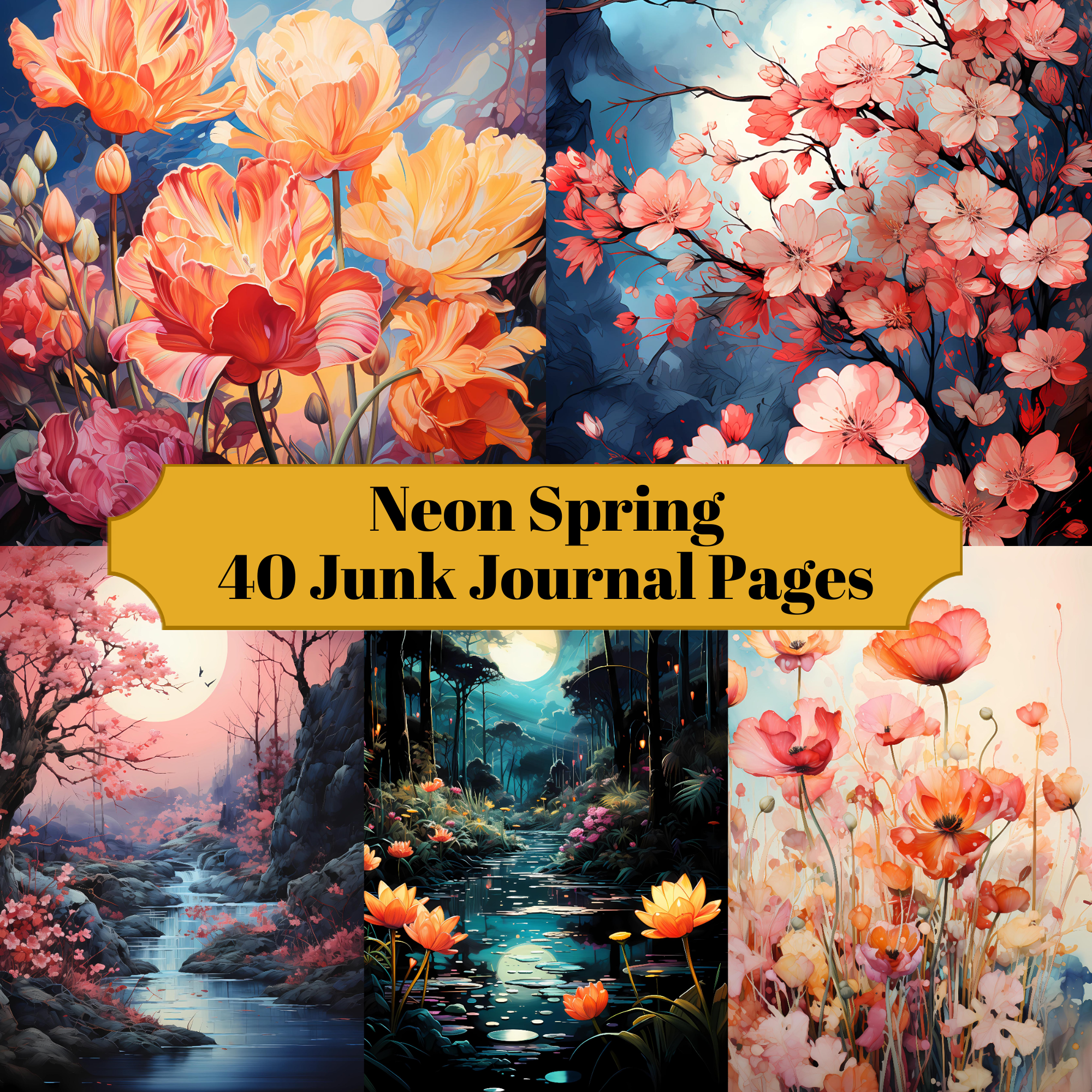 Neon Spring Junk Journal Pages