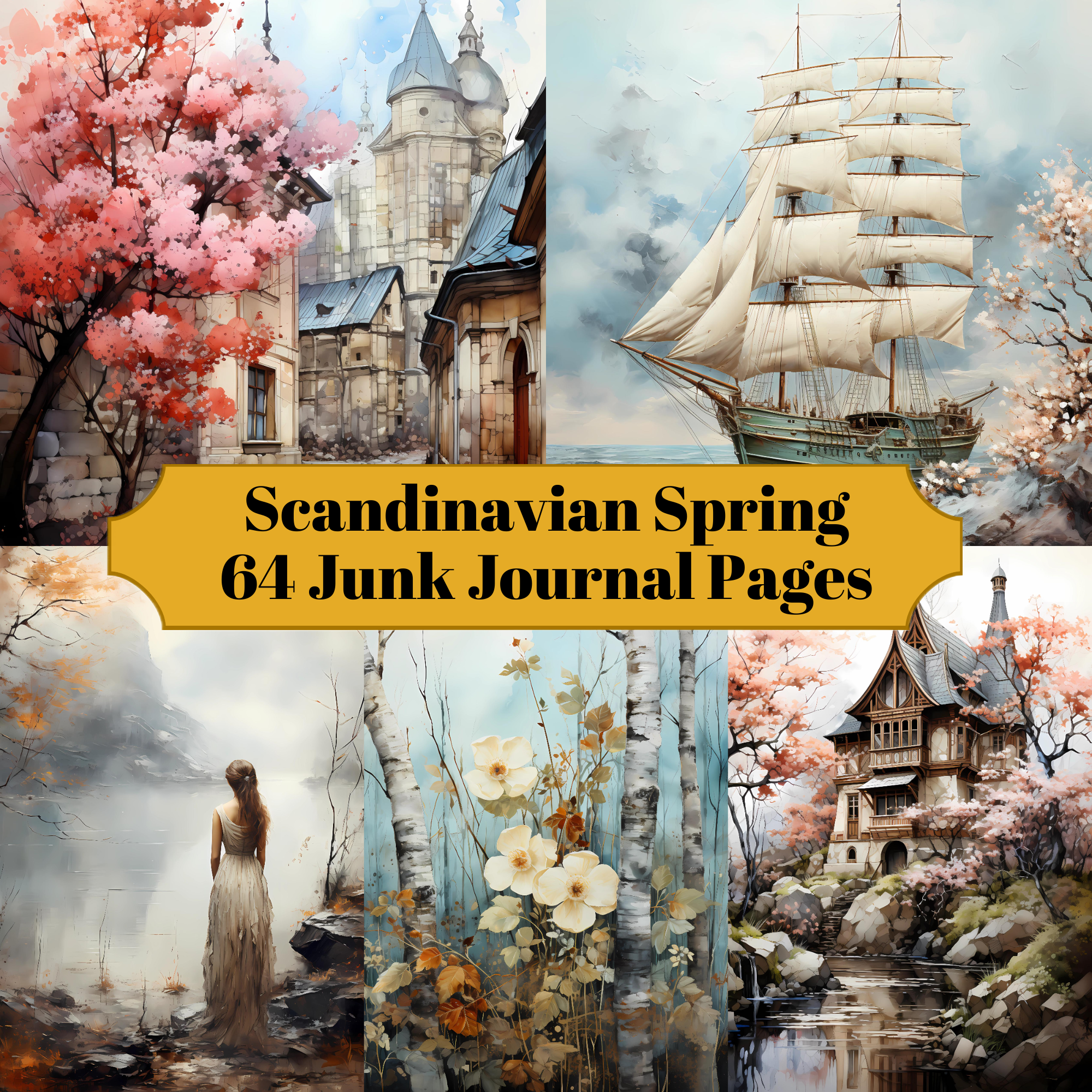 Scandinavian Spring Junk Journal Pages