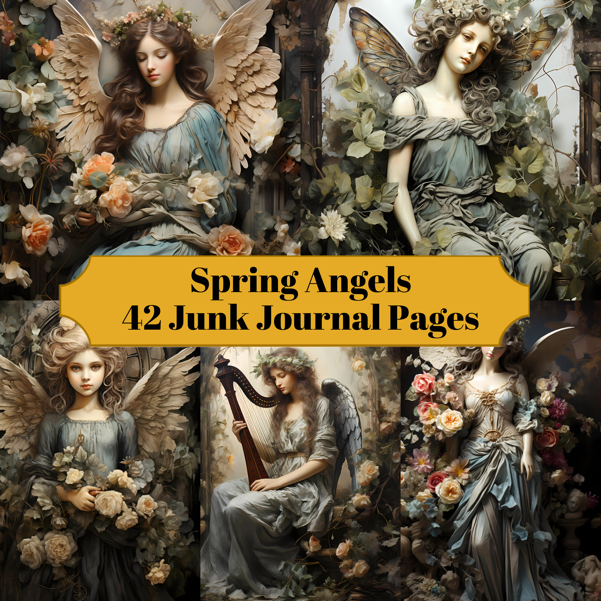Spring Angels Junk Journal Pages