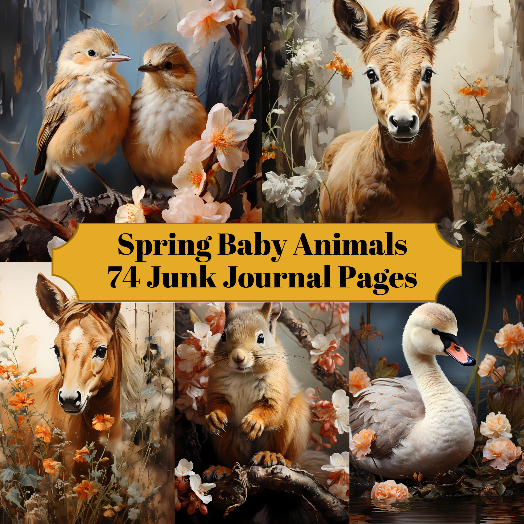 Spring Baby Animals Junk Journal Pages