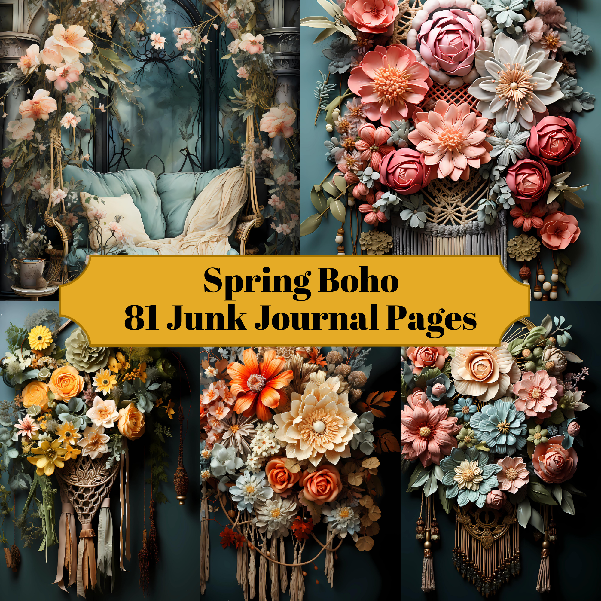 Spring Boho Junk Journal Pages