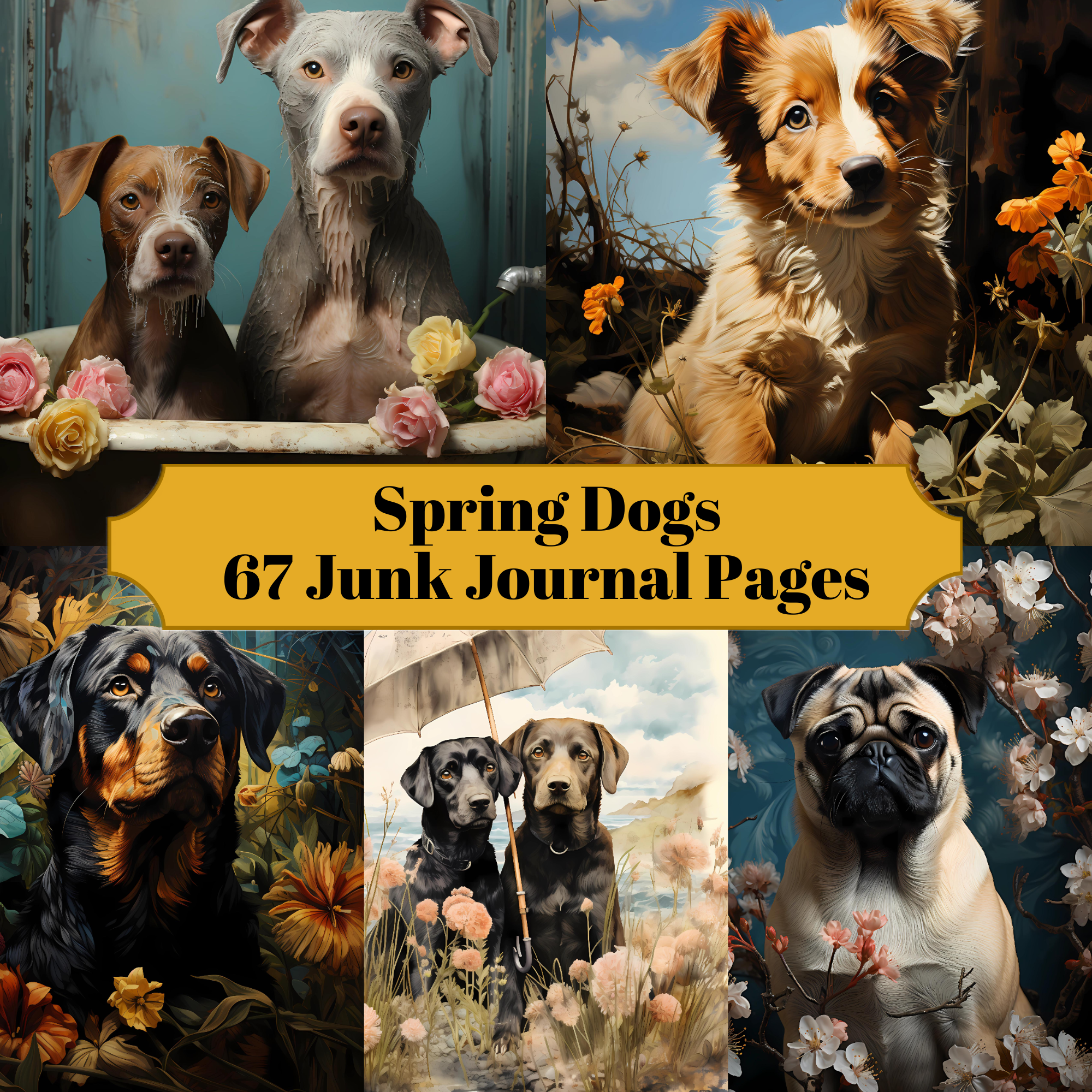 Spring Dogs Junk Journal Pages