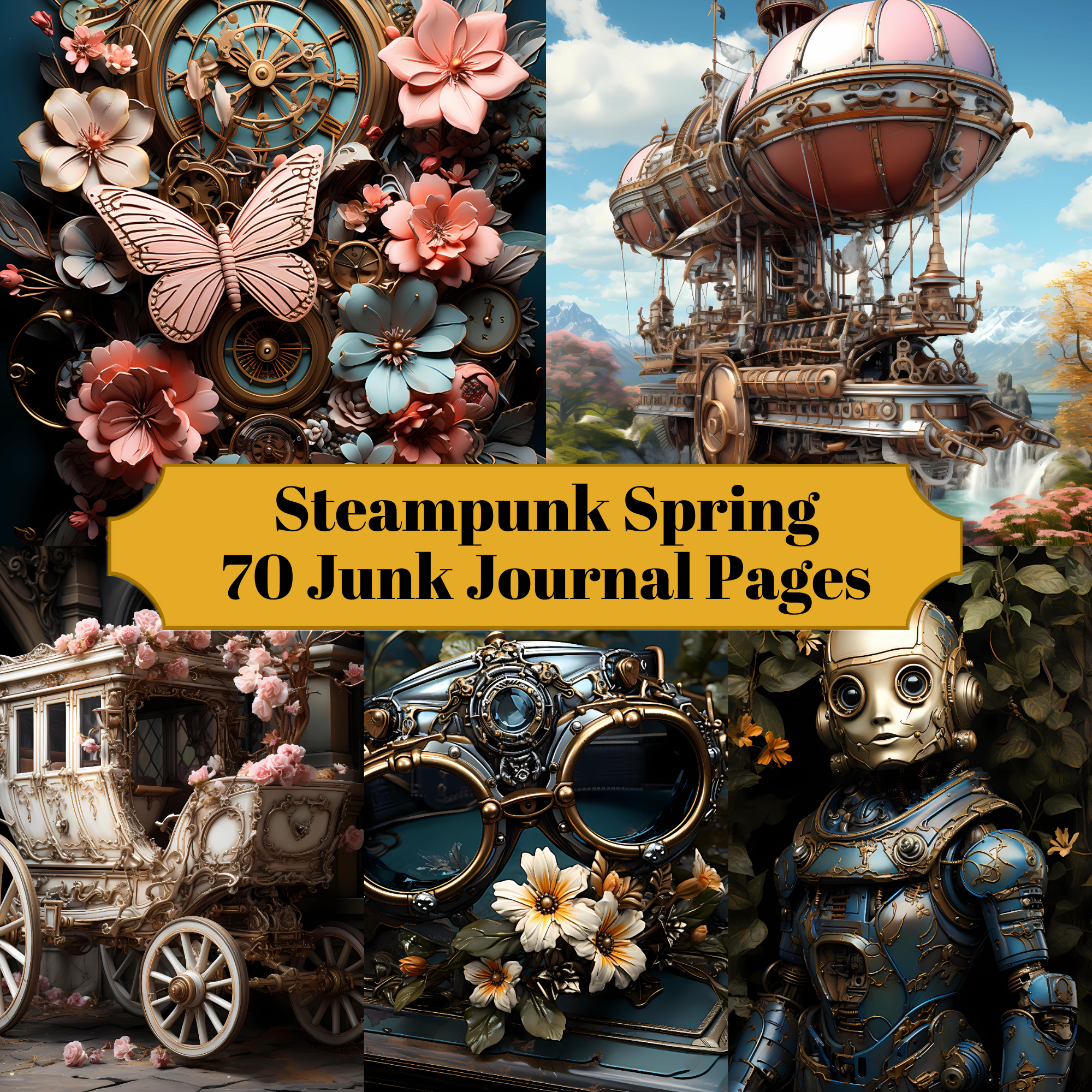 Steampunk Spring Junk Journal Pages