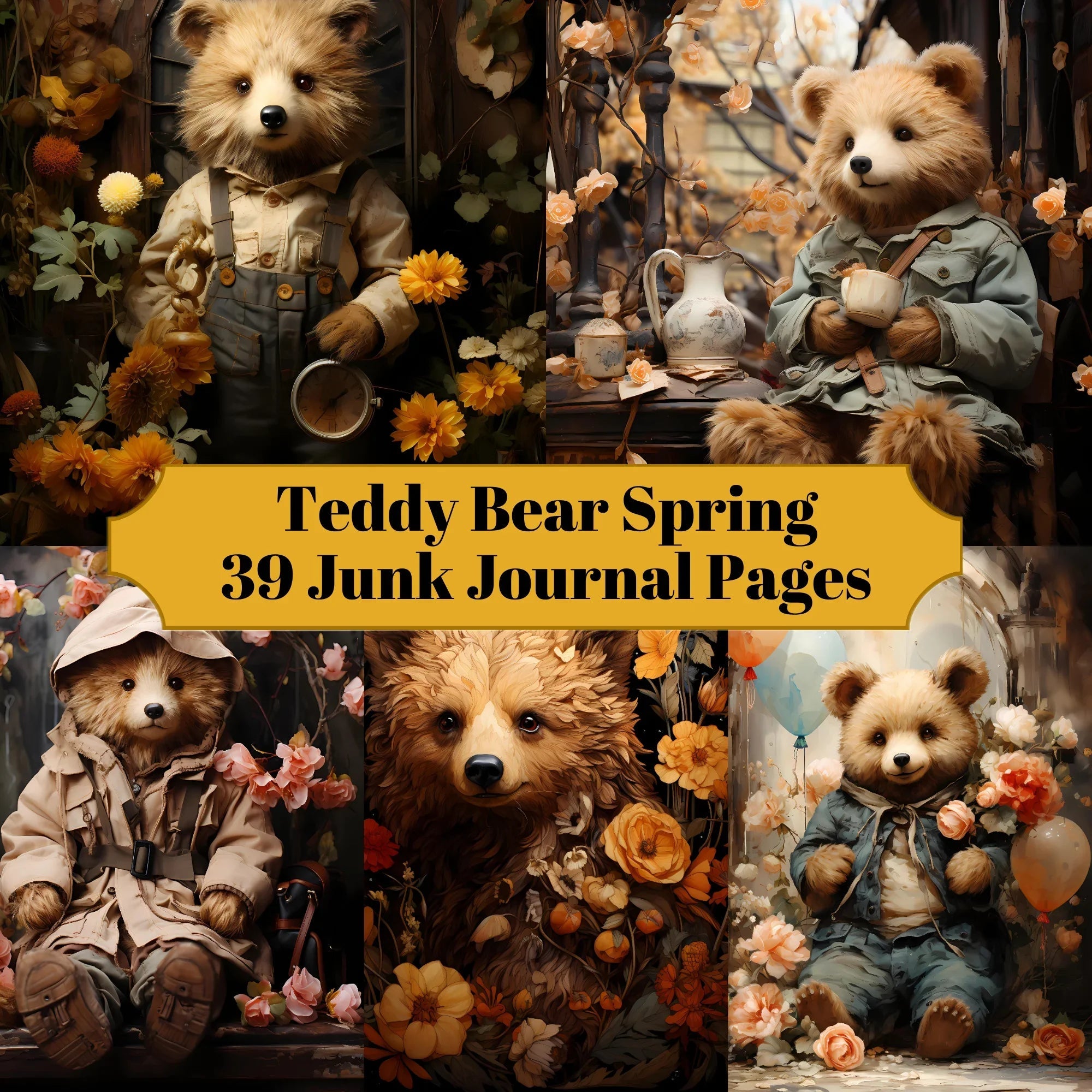 Teddy Bear Spring Junk Journal Pages - CraftNest