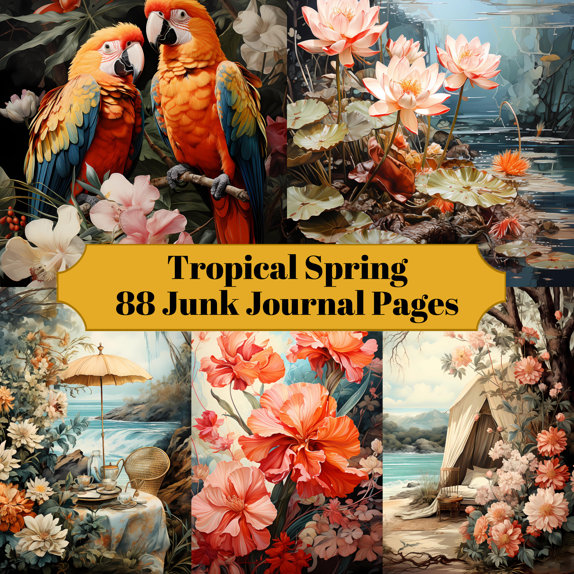 Tropical Spring Junk Journal Pages