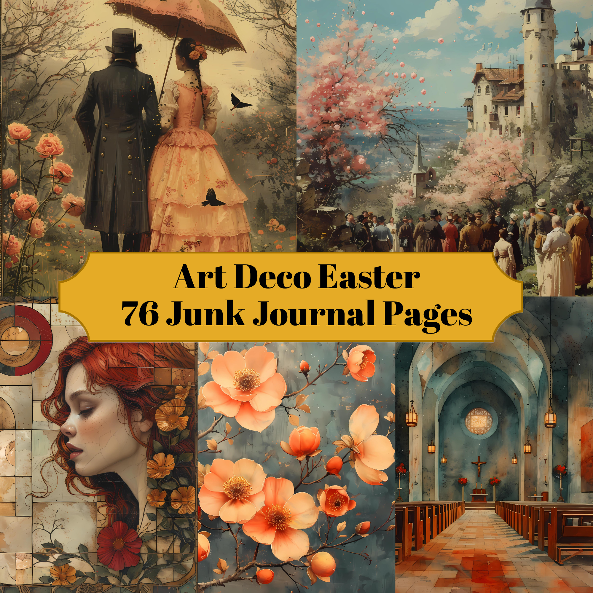 Art Deco Easter Junk Journal Pages