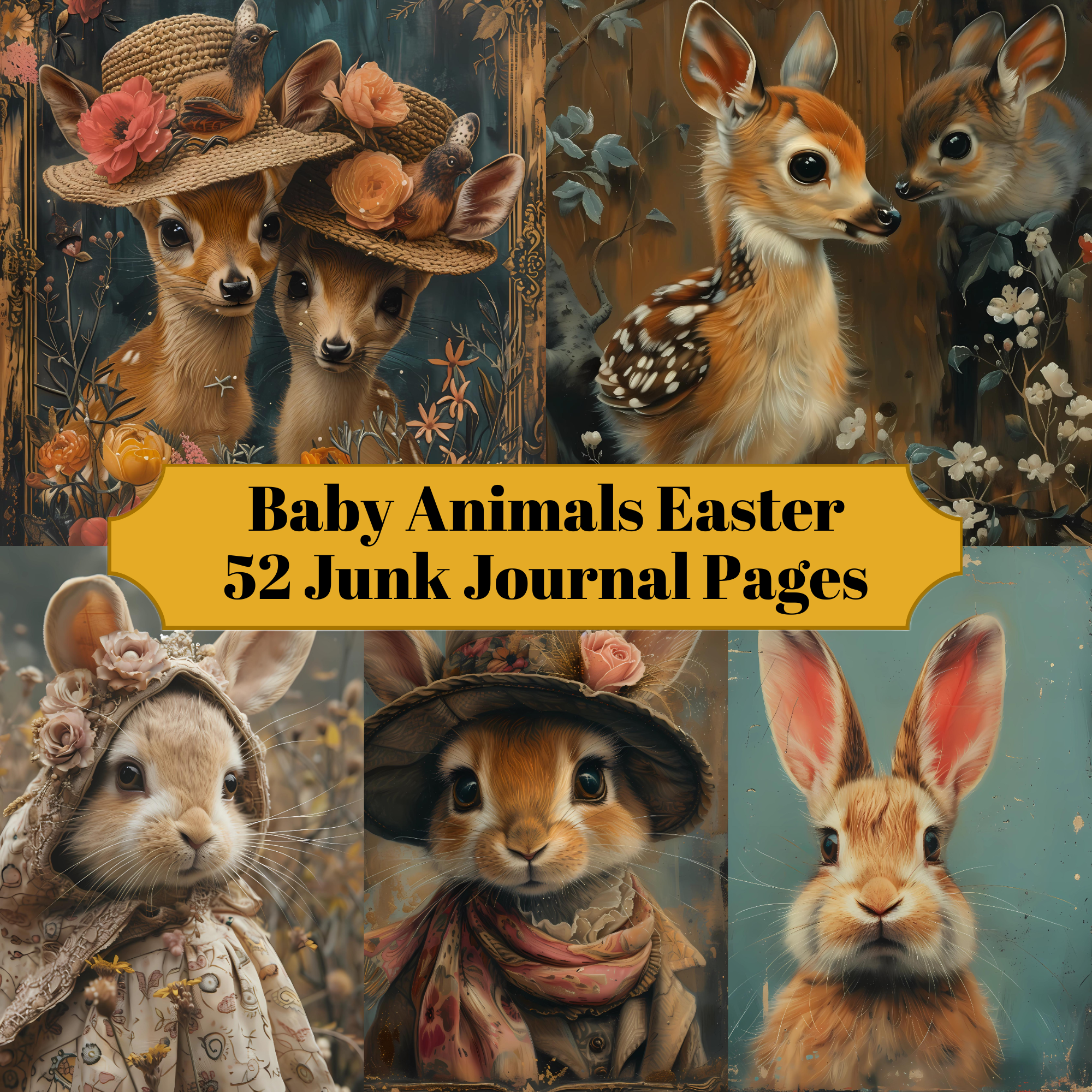 Baby Animals Easter Junk Journal Pages