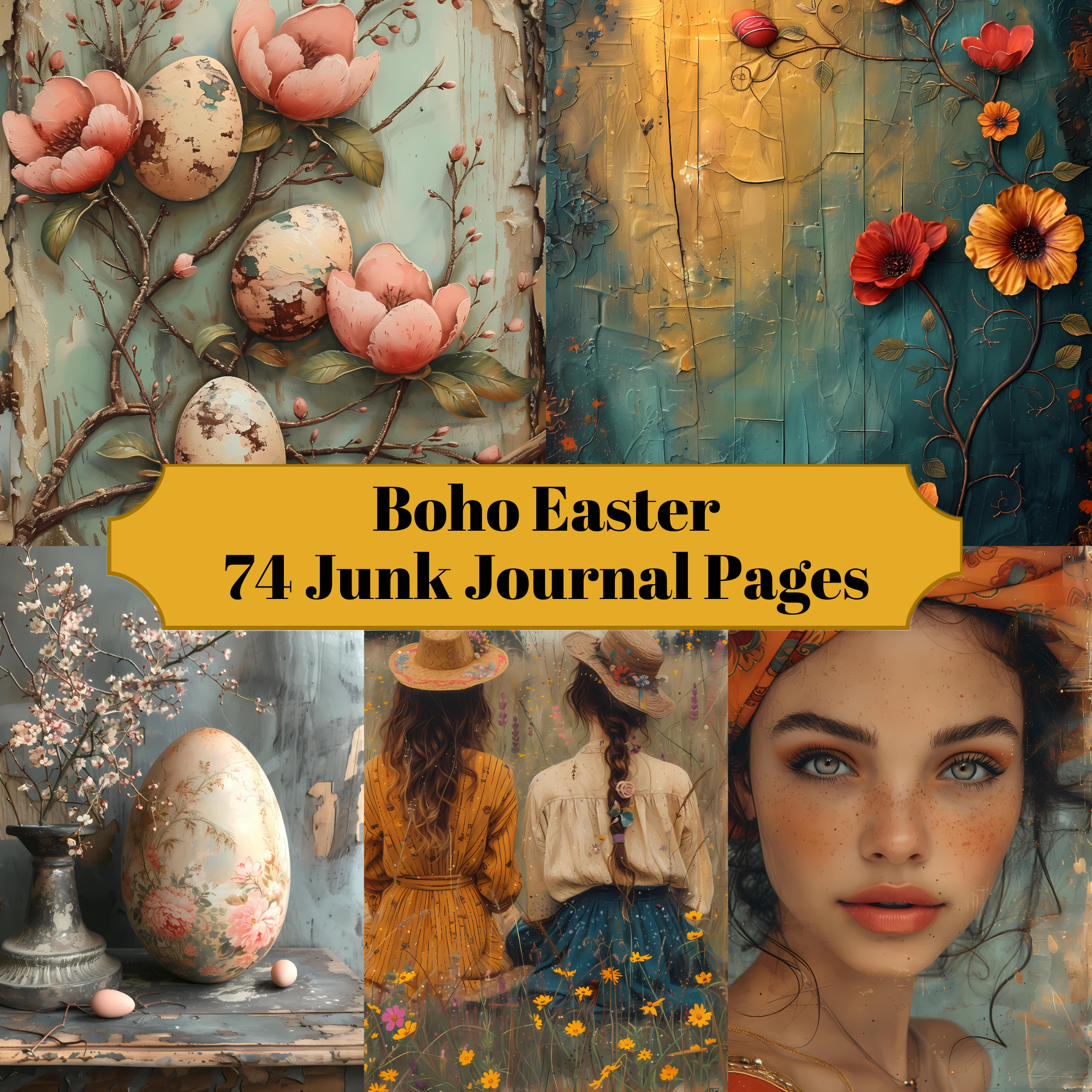Boho Easter Junk Journal Pages