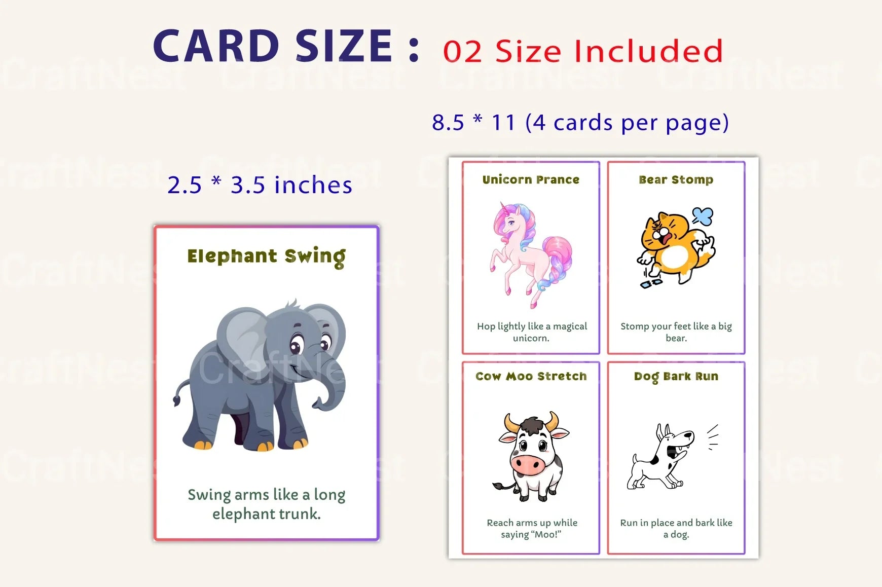 Kids Animal Movement Somatic Cards for Fun and Learning - CraftNest - Digital Crafting and Art