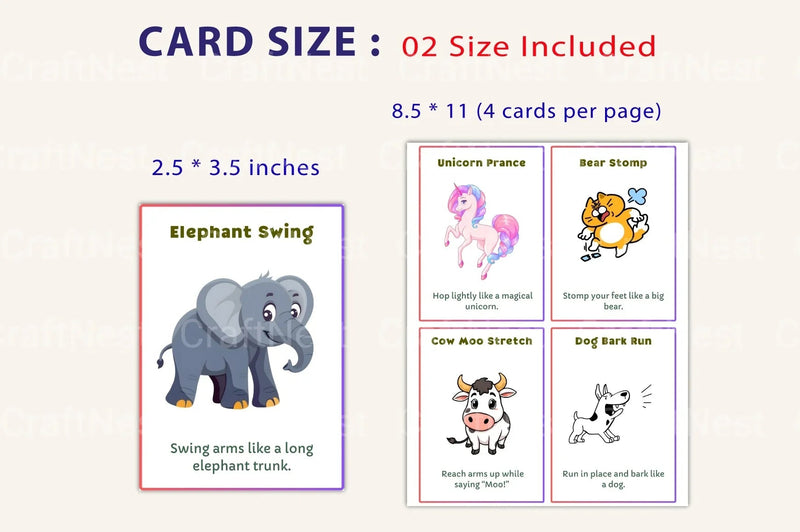 Kids Animal Movement Somatic Cards for Fun and Learning - CraftNest - Digital Crafting and Art