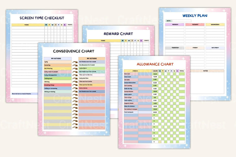 Kids Task Reward Charts for Motivation and Organization - CraftNest - Digital Crafting and Art