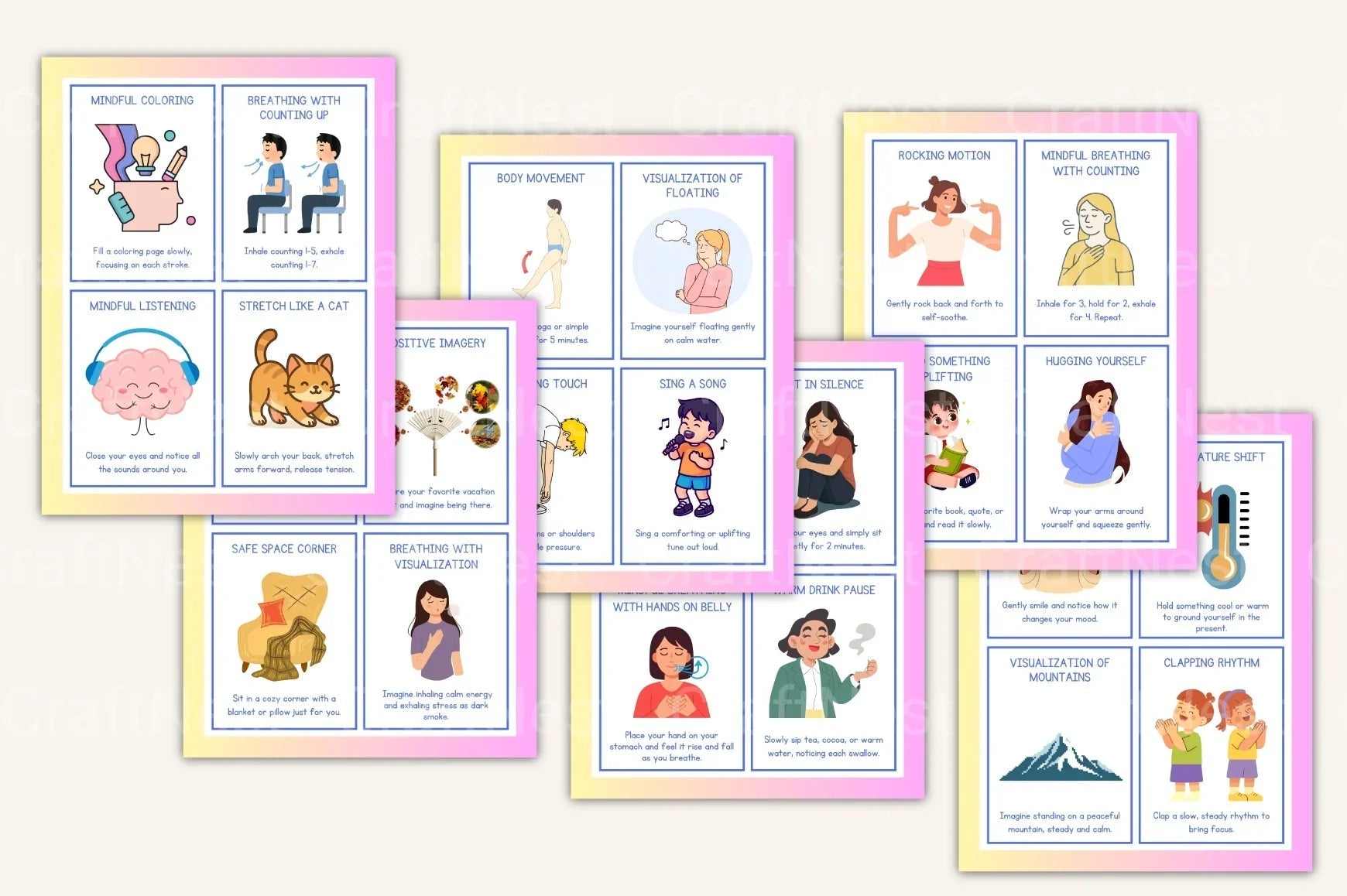 Calming Strategies Coping Skills Cards for Stress Relief - CraftNest - Digital Crafting and Art