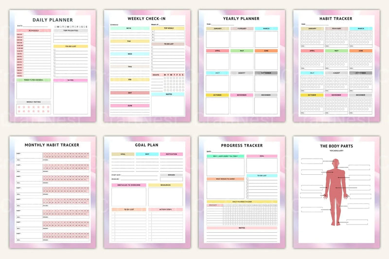 Language Practice Progress Tracker - CraftNest - Digital Crafting and Art