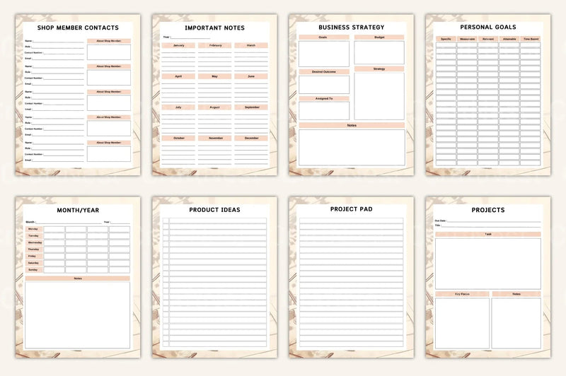Entrepreneur Side Hustle Organizer - CraftNest - Digital Crafting and Art