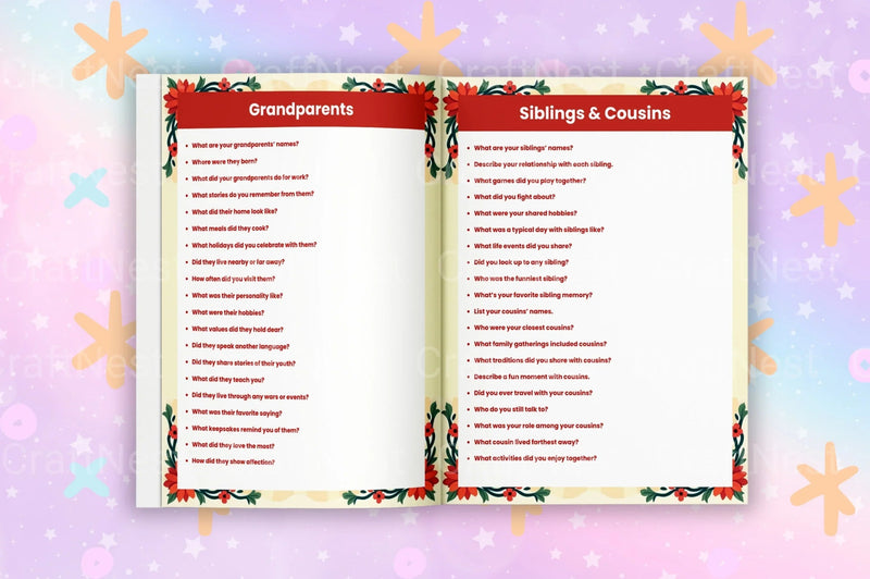 Genealogy Organizer Prompts Book for Family History Research - CraftNest - Digital Crafting and Art