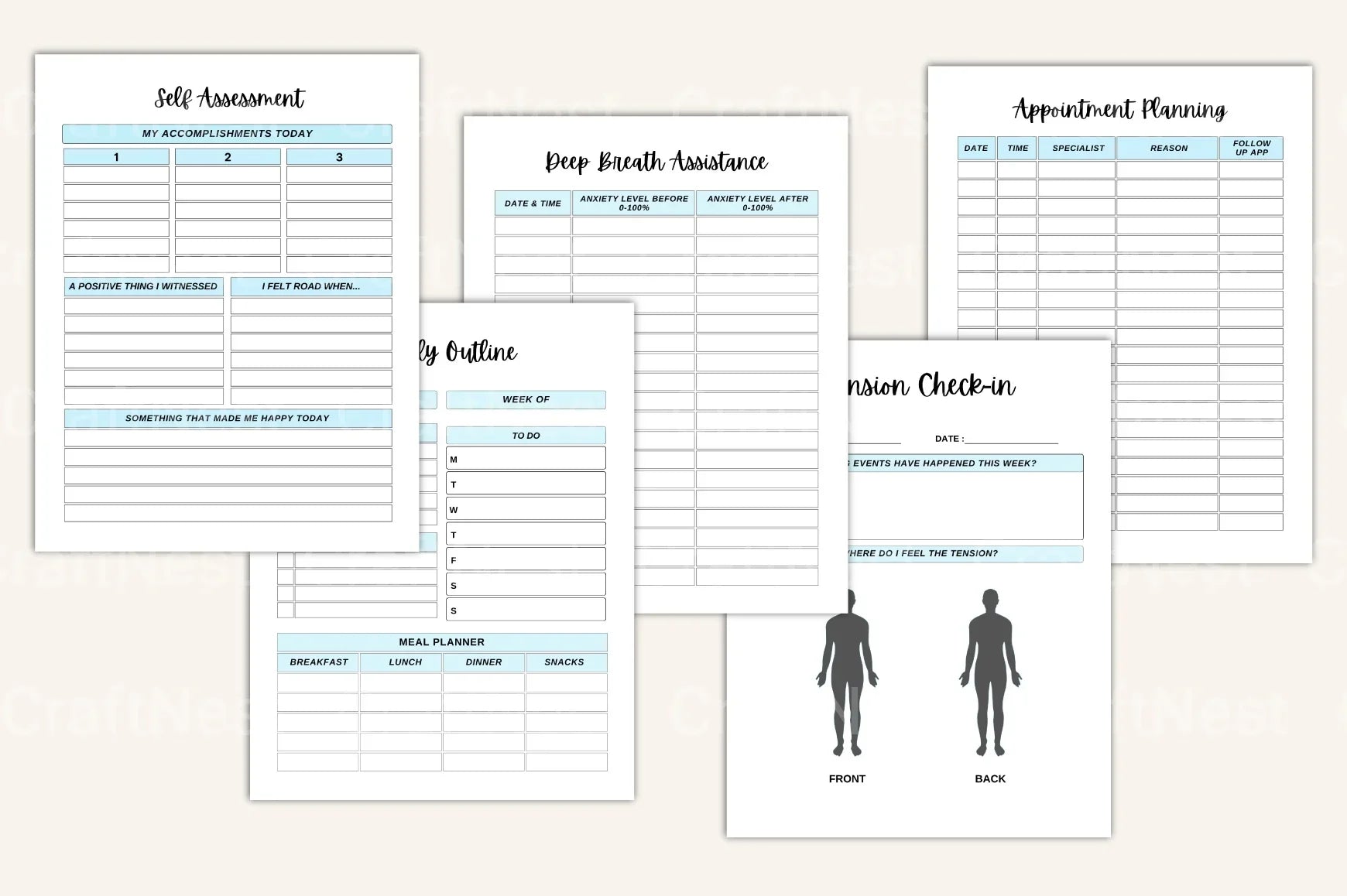 Anxiety and Depression Workbook for Mental Health - CraftNest - Digital Crafting and Art