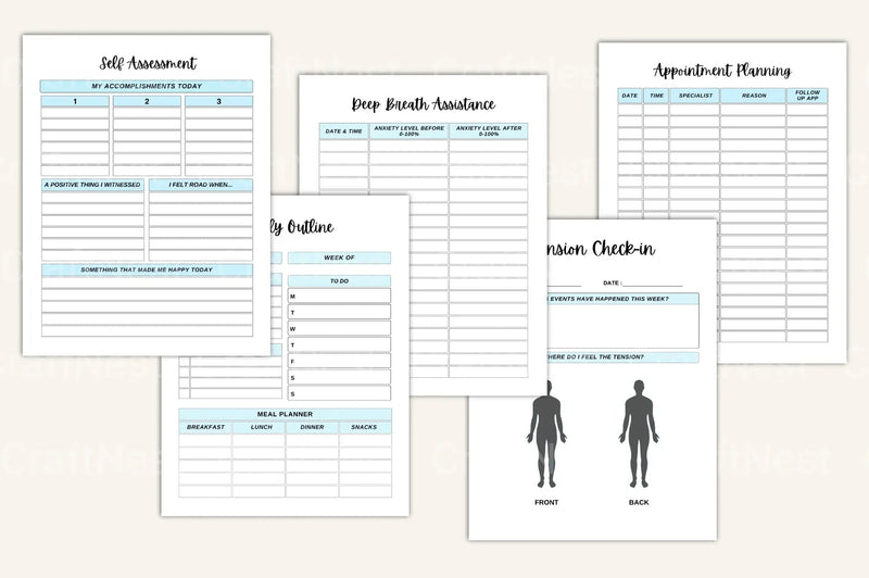 Anxiety and Depression Workbook for Mental Health - CraftNest - Digital Crafting and Art
