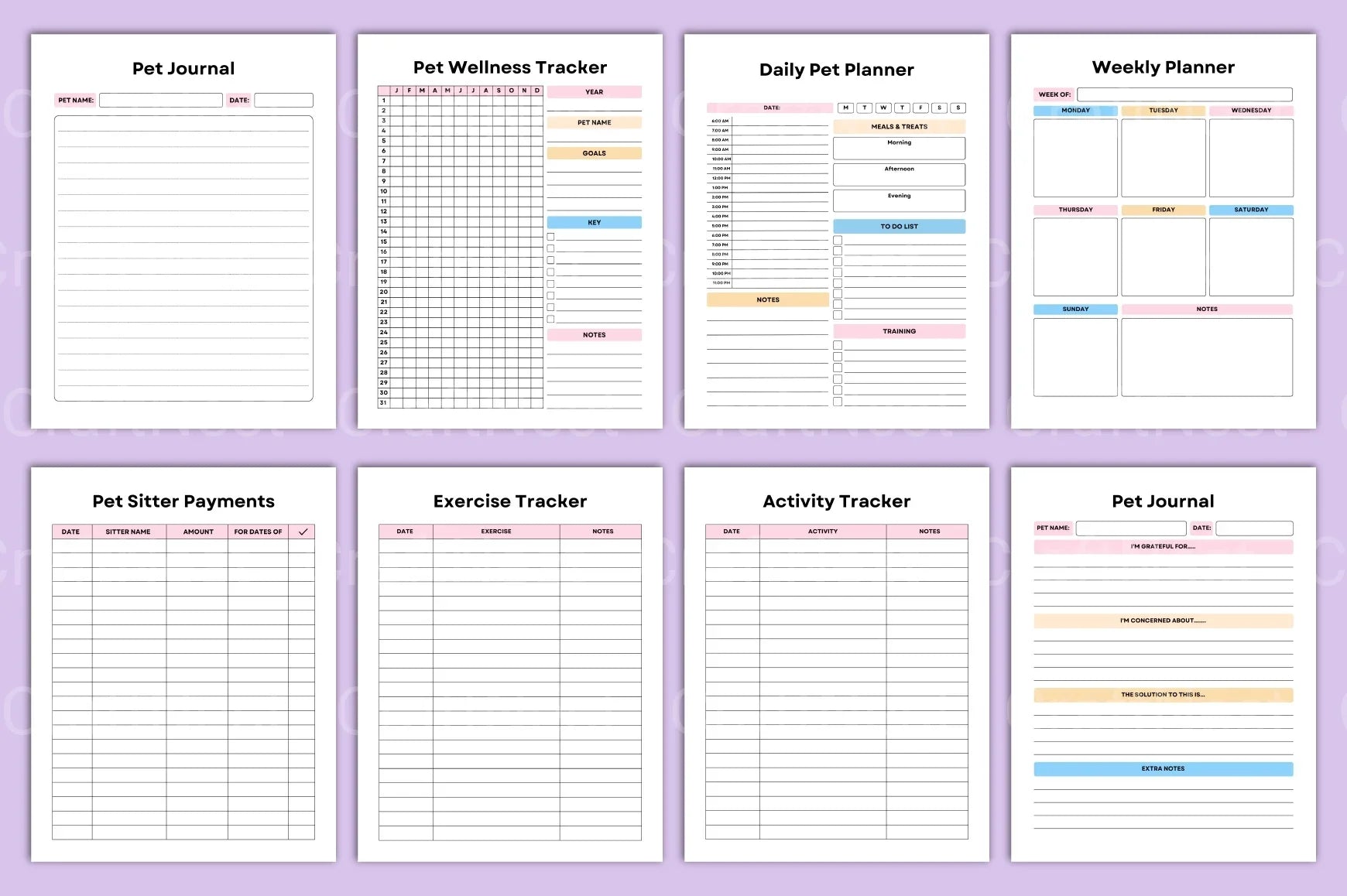 Pet Care Planner: Organize Your Pet's Health & Schedule - CraftNest - Digital Crafting and Art