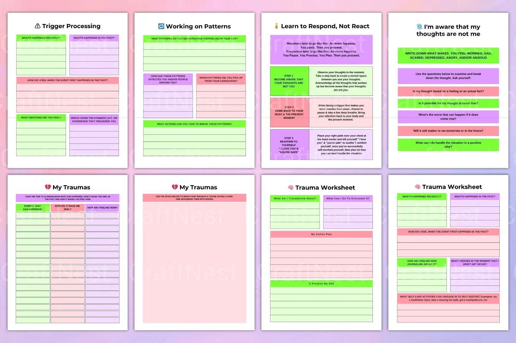 PTSD Trauma Processing Workbook - CraftNest - Digital Crafting and Art